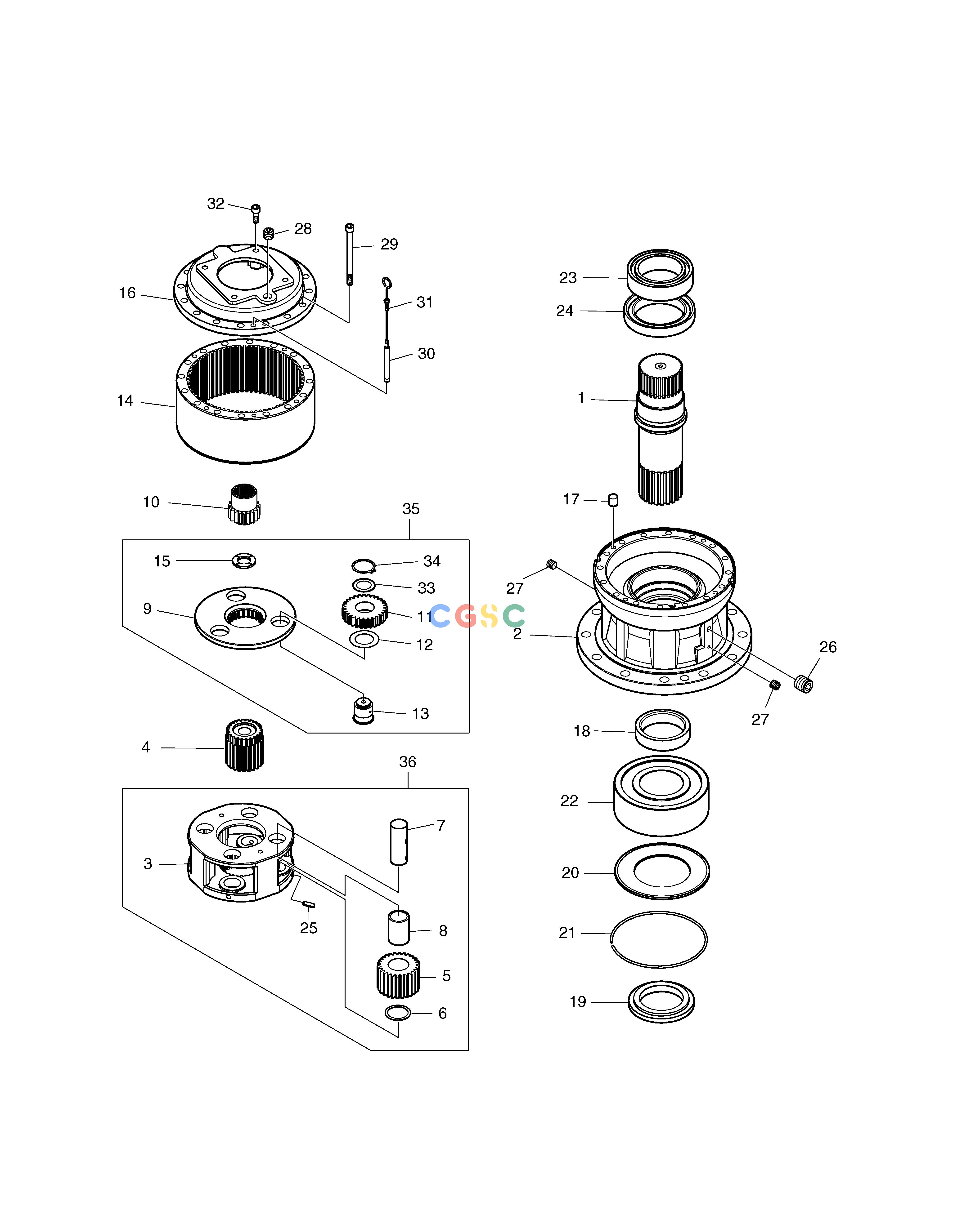 斗山零件查询SWING REDUCTION GEAR SOLAR 340LC-V Doosan parts catalog online