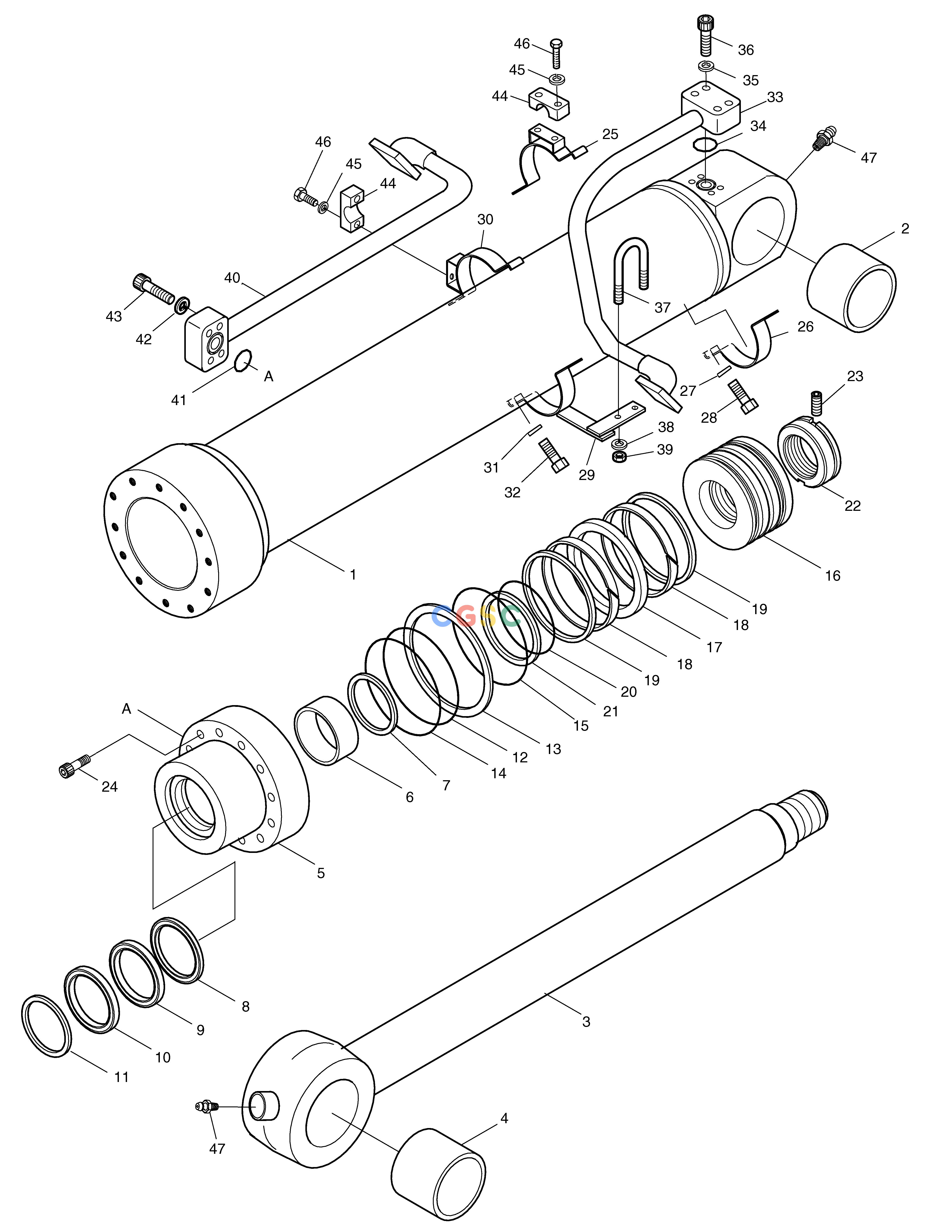 斗山零件查询BUCKET CYLINDER-2.6m ARM SOLAR 340LC-V Doosan parts catalog online