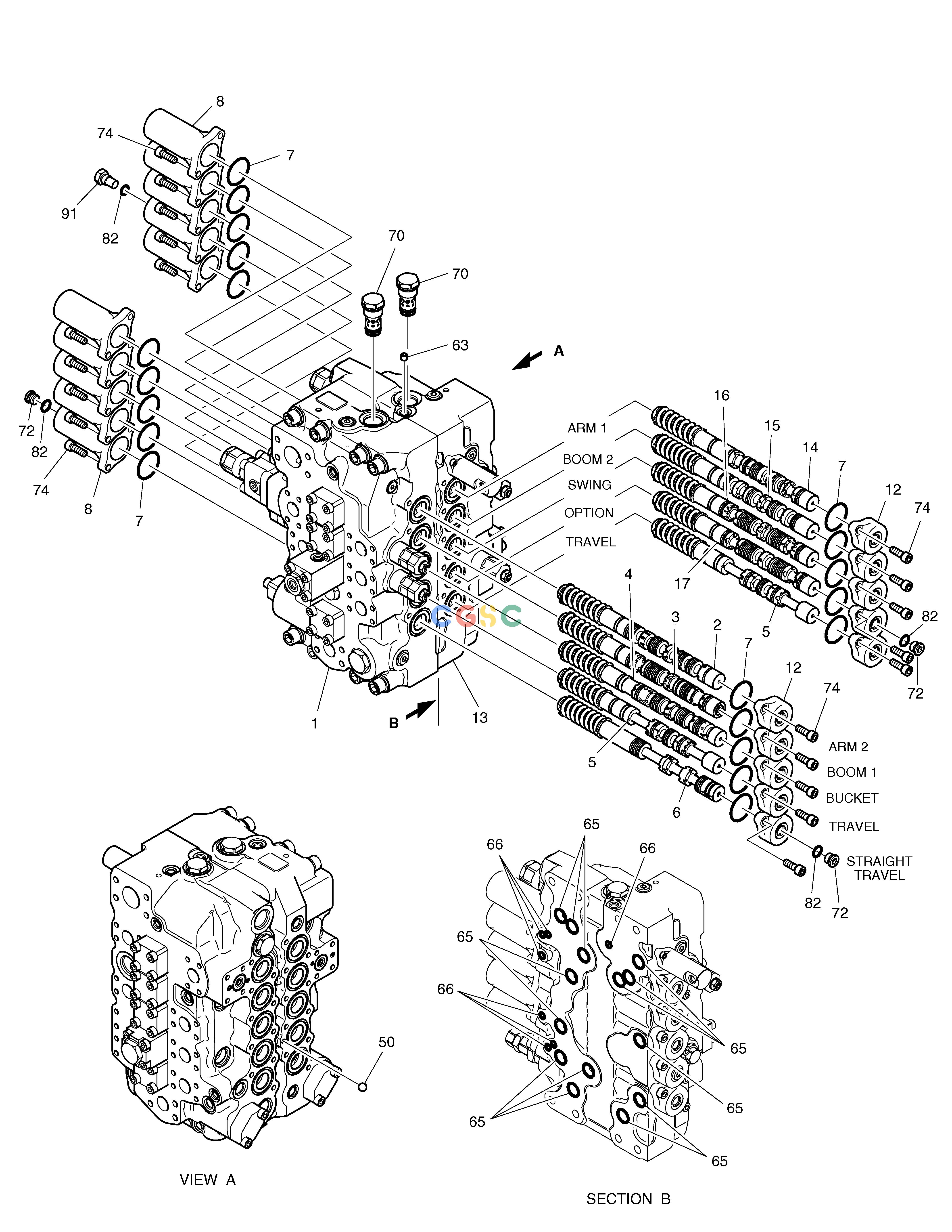 斗山零件查询CONTROL VALVE(2) - KVMG270 SOLAR 340LC-V Doosan parts catalog online