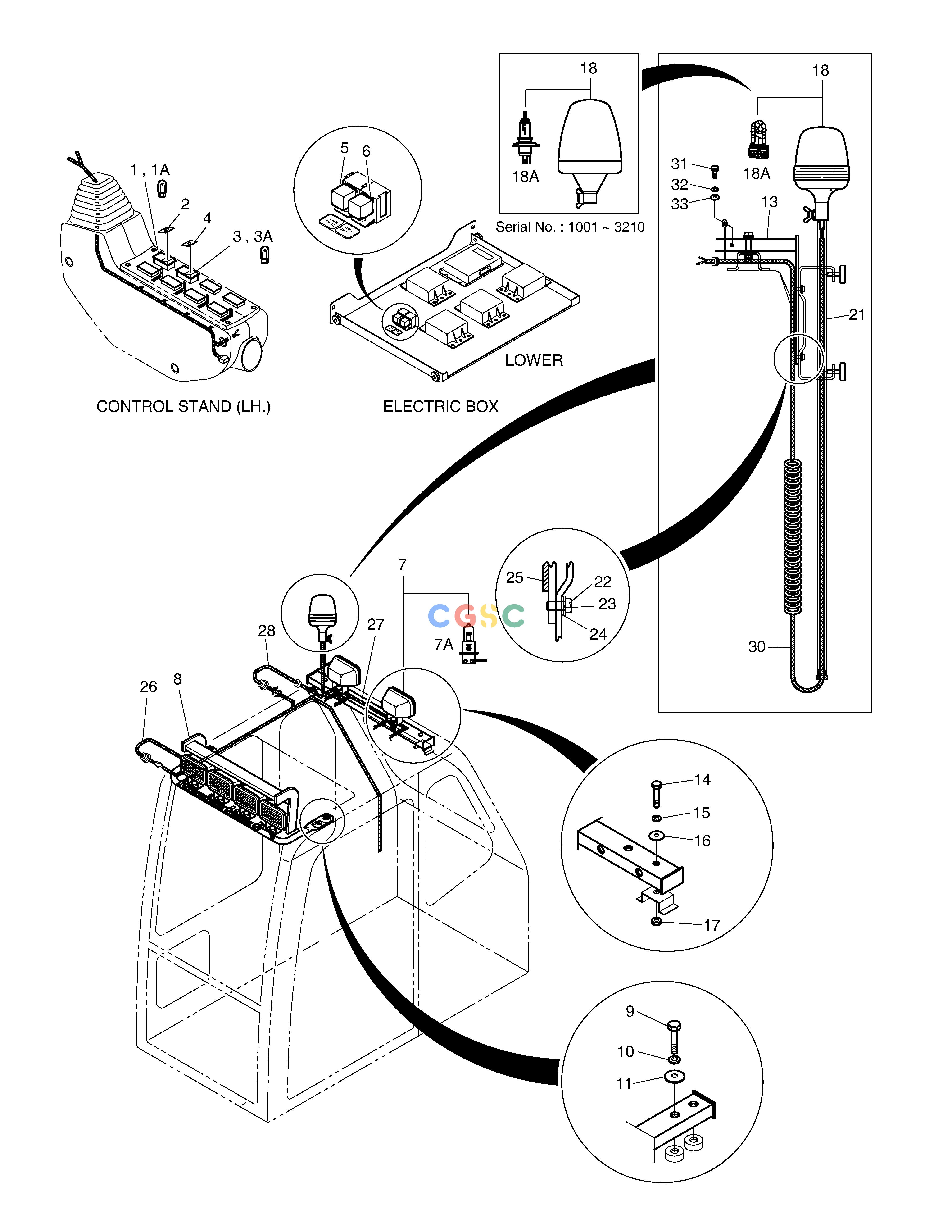 斗山零件查询6-LAMP & BEACON(TELESCOPIC) SOLAR 340LC-V Doosan parts catalog online