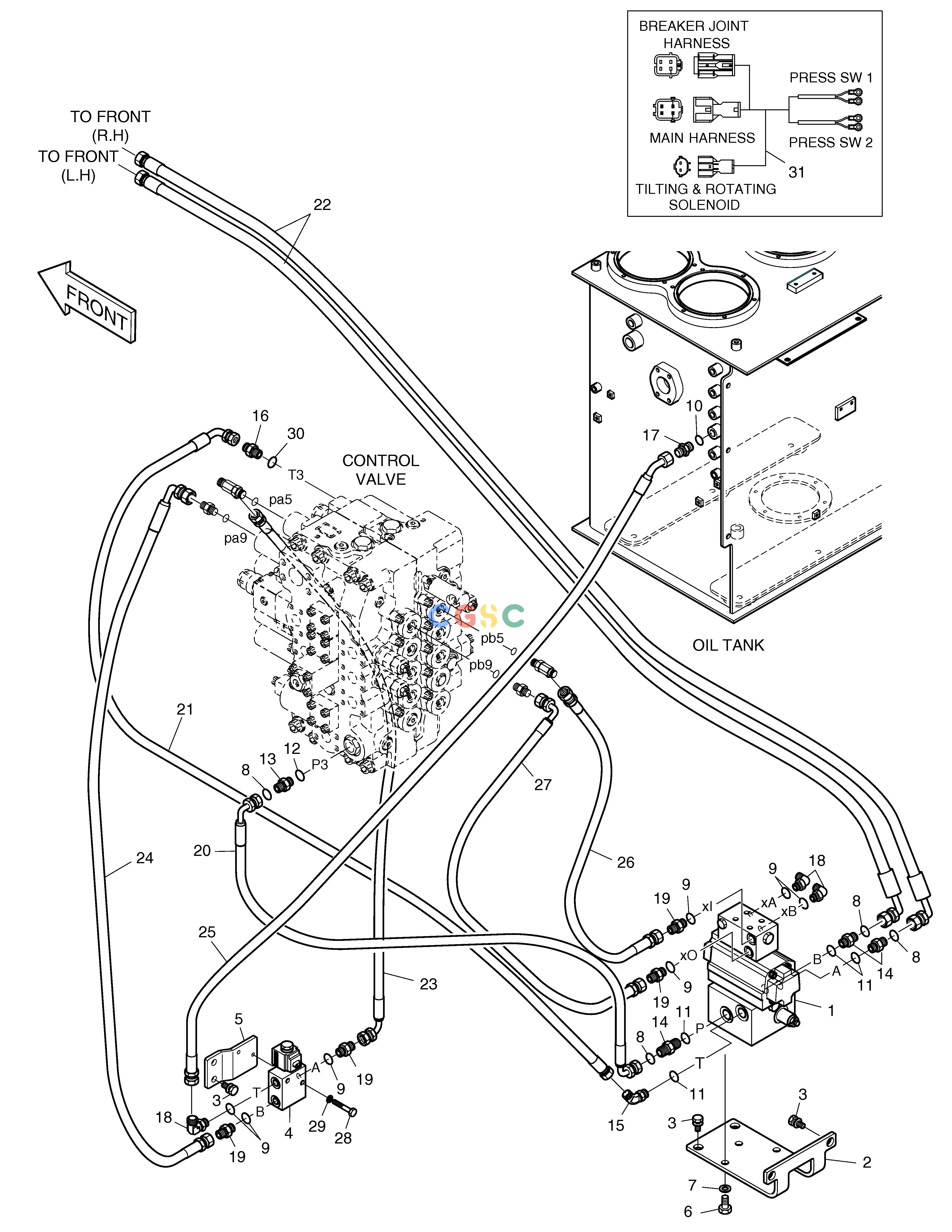 斗山零件查询MAIN PIPING-ROTATION & TILTING SOLAR 340LC-V Doosan parts catalog online