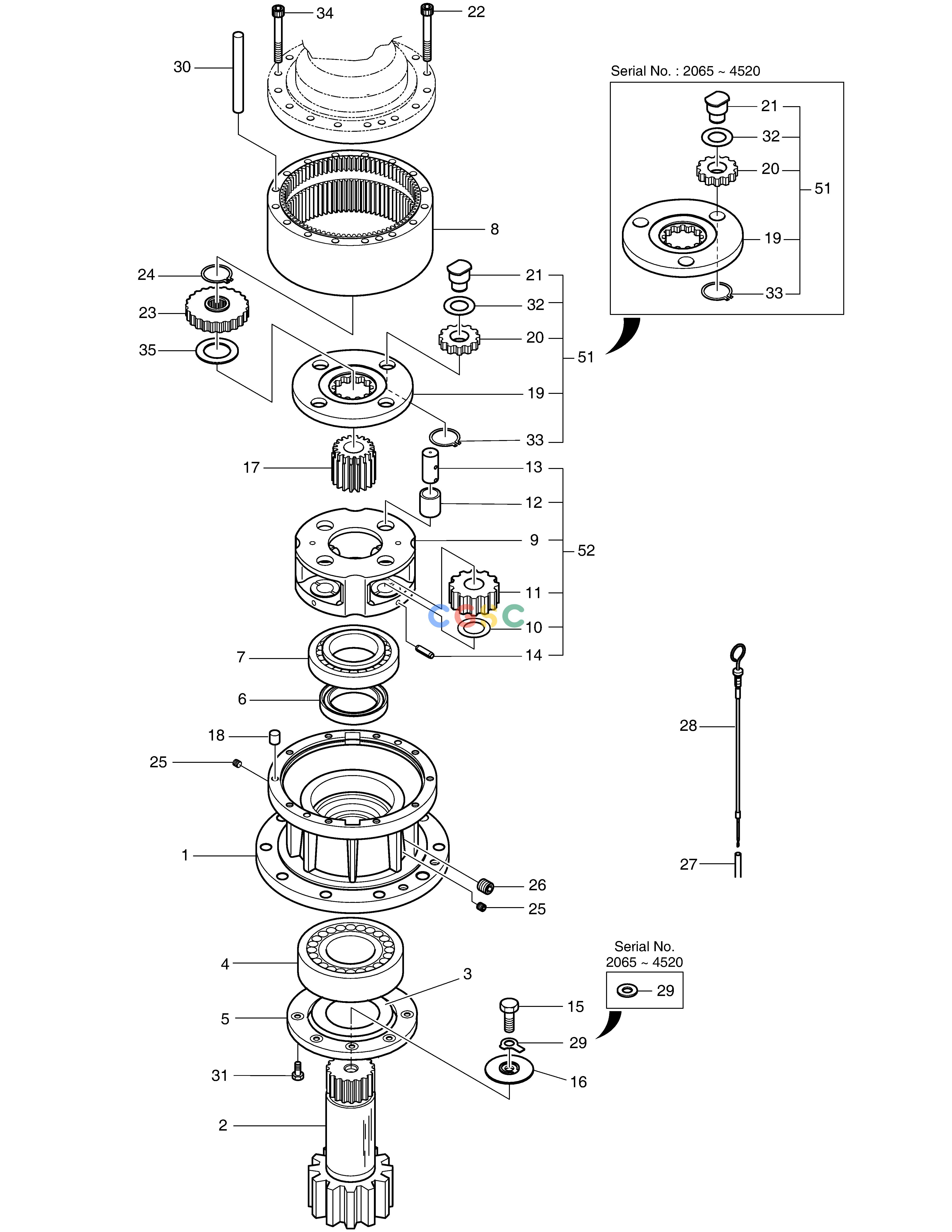 斗山零件查询SWING REDUCTION GEAR - OPTION SOLAR 225LC-V Doosan parts catalog online