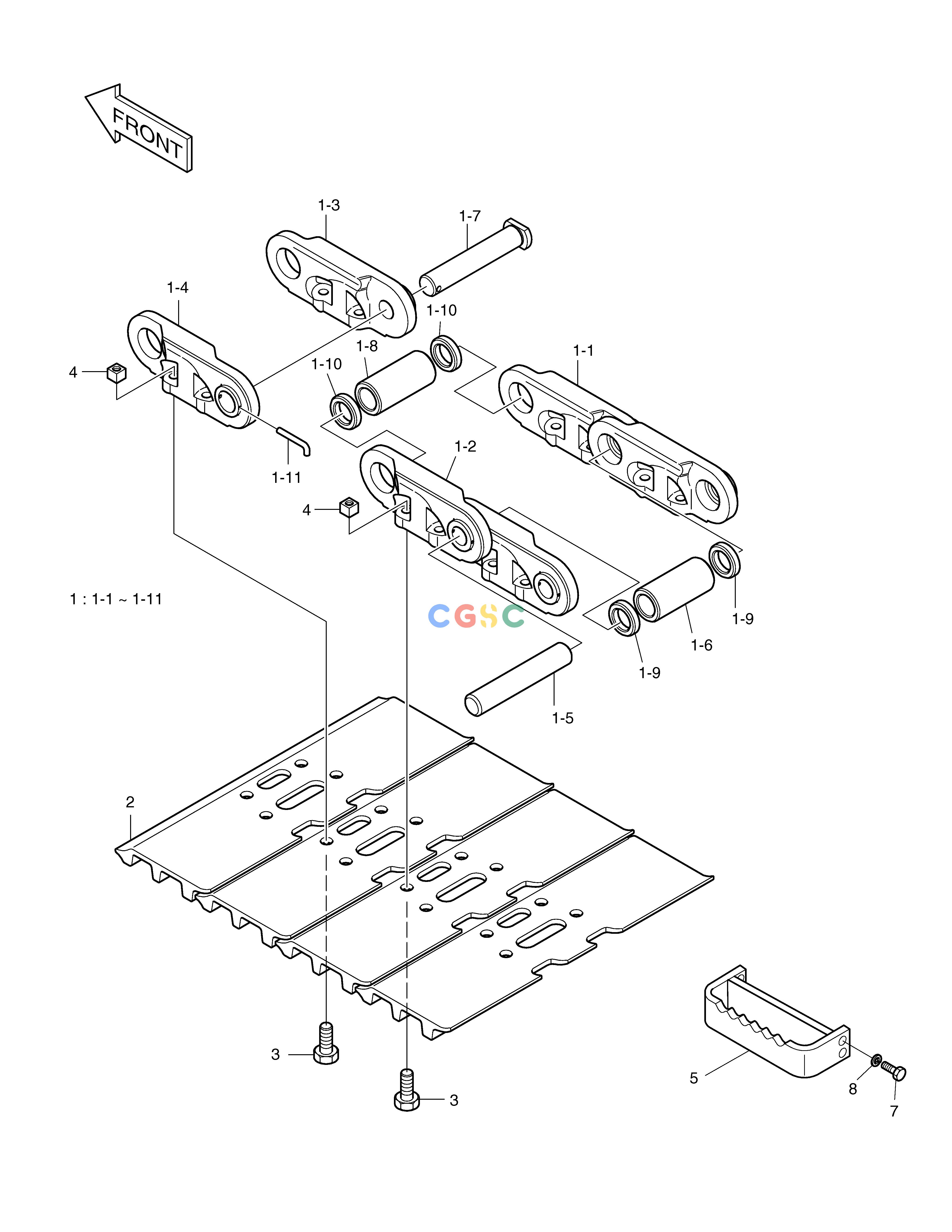 斗山零件查询SEALED TRACK SHOE-700G SOLAR 225LC-V Doosan parts catalog online