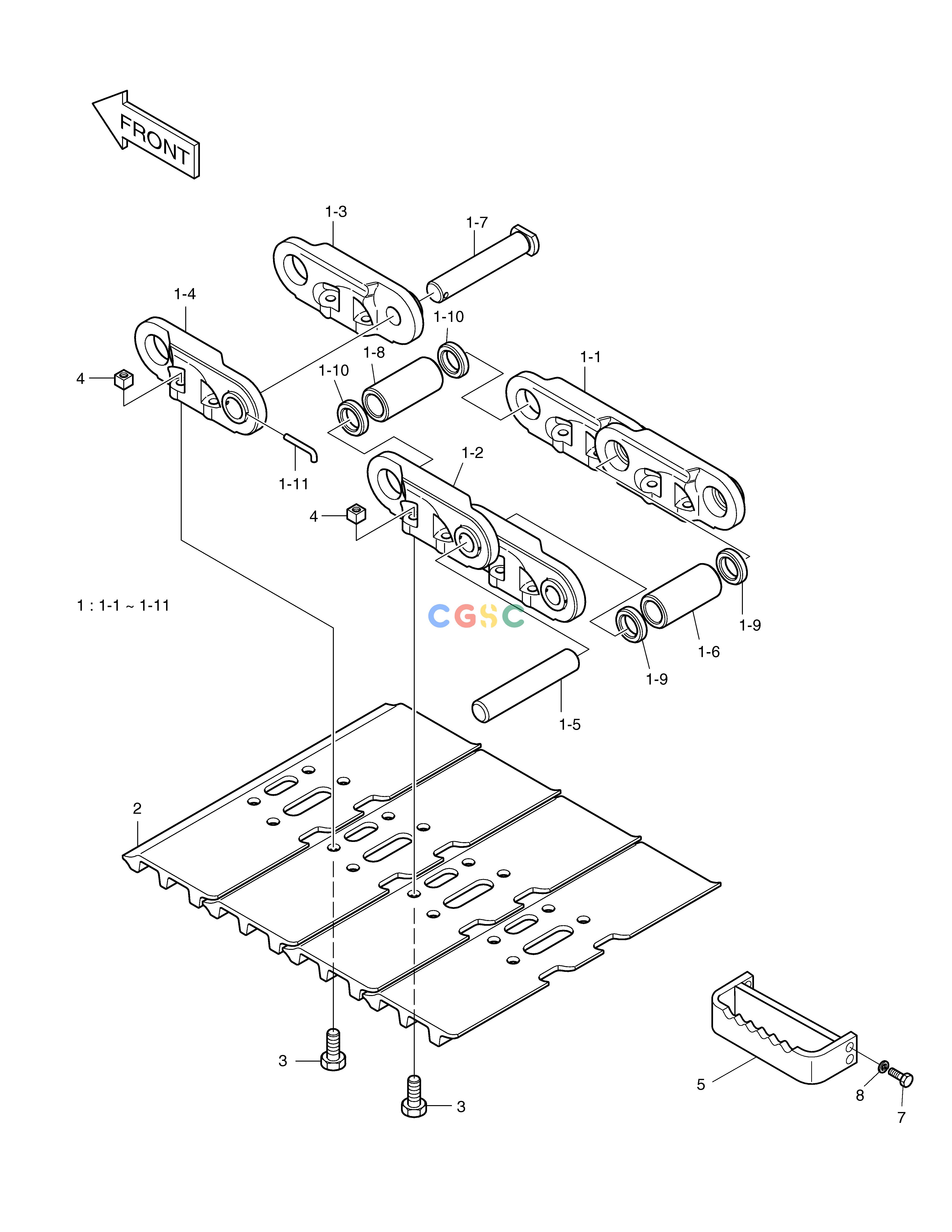 斗山零件查询SEALED TRACK SHOE-900G SOLAR 225LC-V Doosan parts catalog online