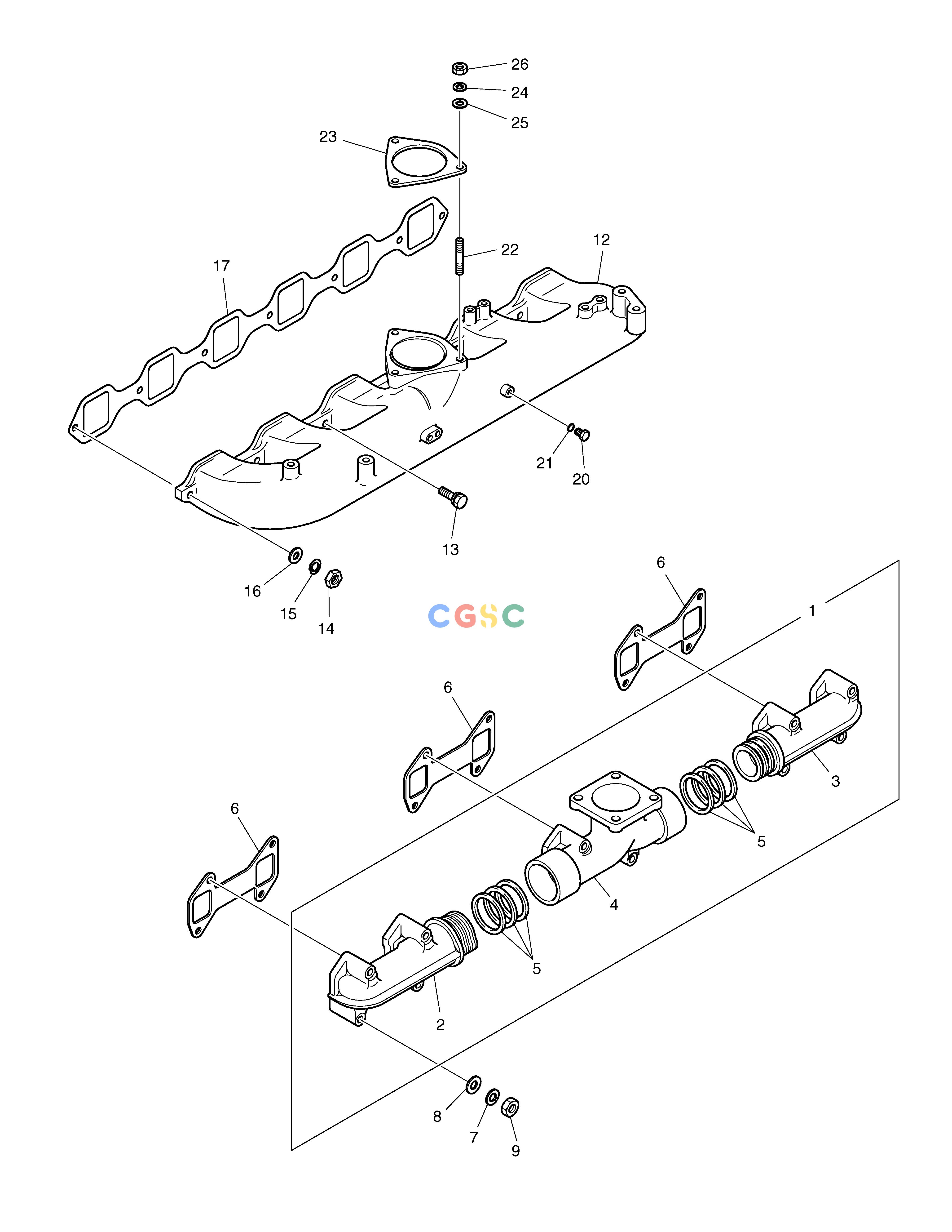 斗山零件查询INTAKE & EXHAUST MANIFOLD MEGA 160 TIER-II Doosan parts catalog online