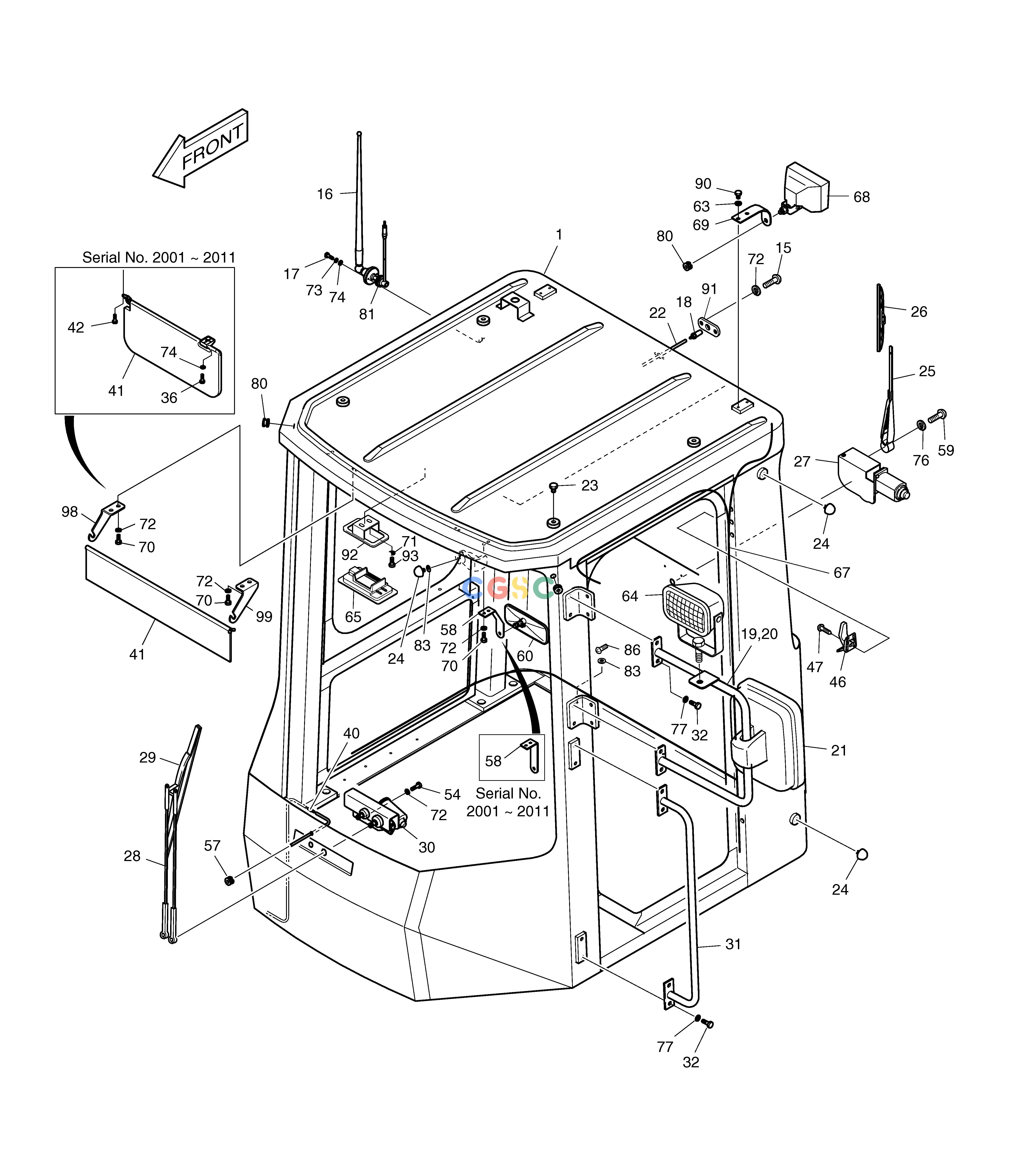 斗山零件查询CABIN(1) MEGA 160 TIER-II Doosan parts catalog online
