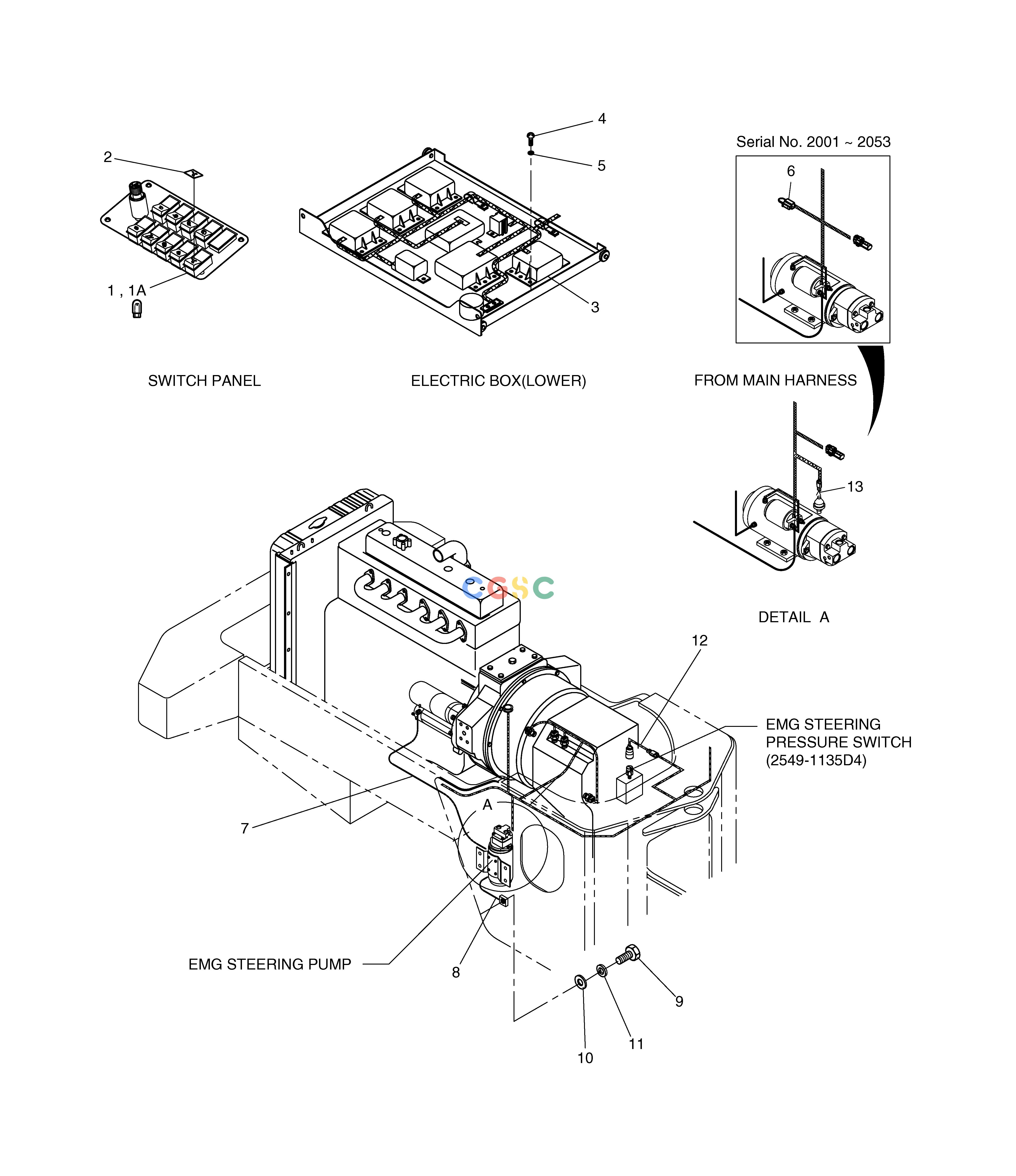 斗山零件查询EMERGENCY STEERING-ELECTRIC MEGA 160 TIER-II Doosan parts catalog online