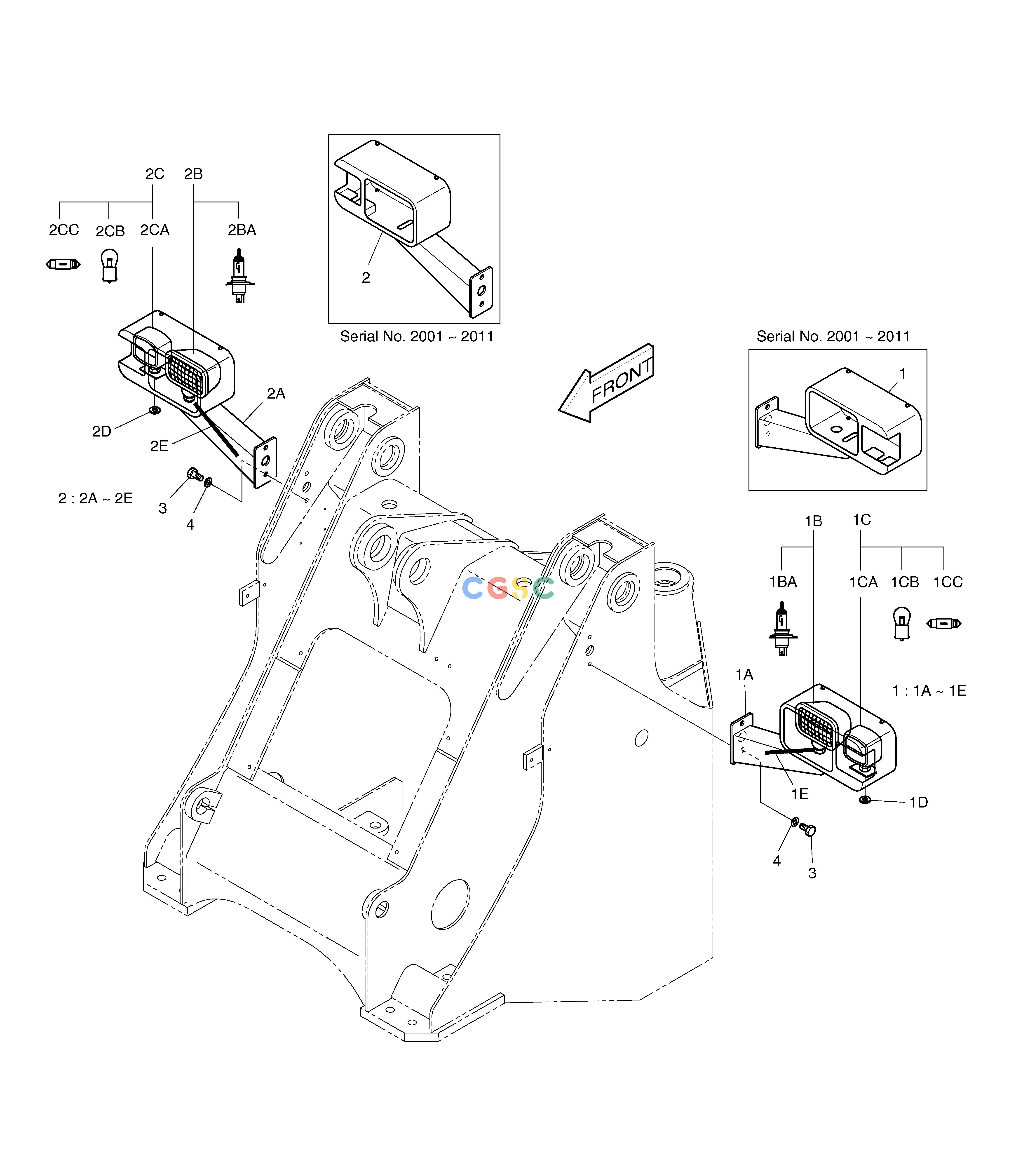 斗山零件查询FRONT LAMP SUPPORT MEGA 160 TIER-II Doosan parts catalog online