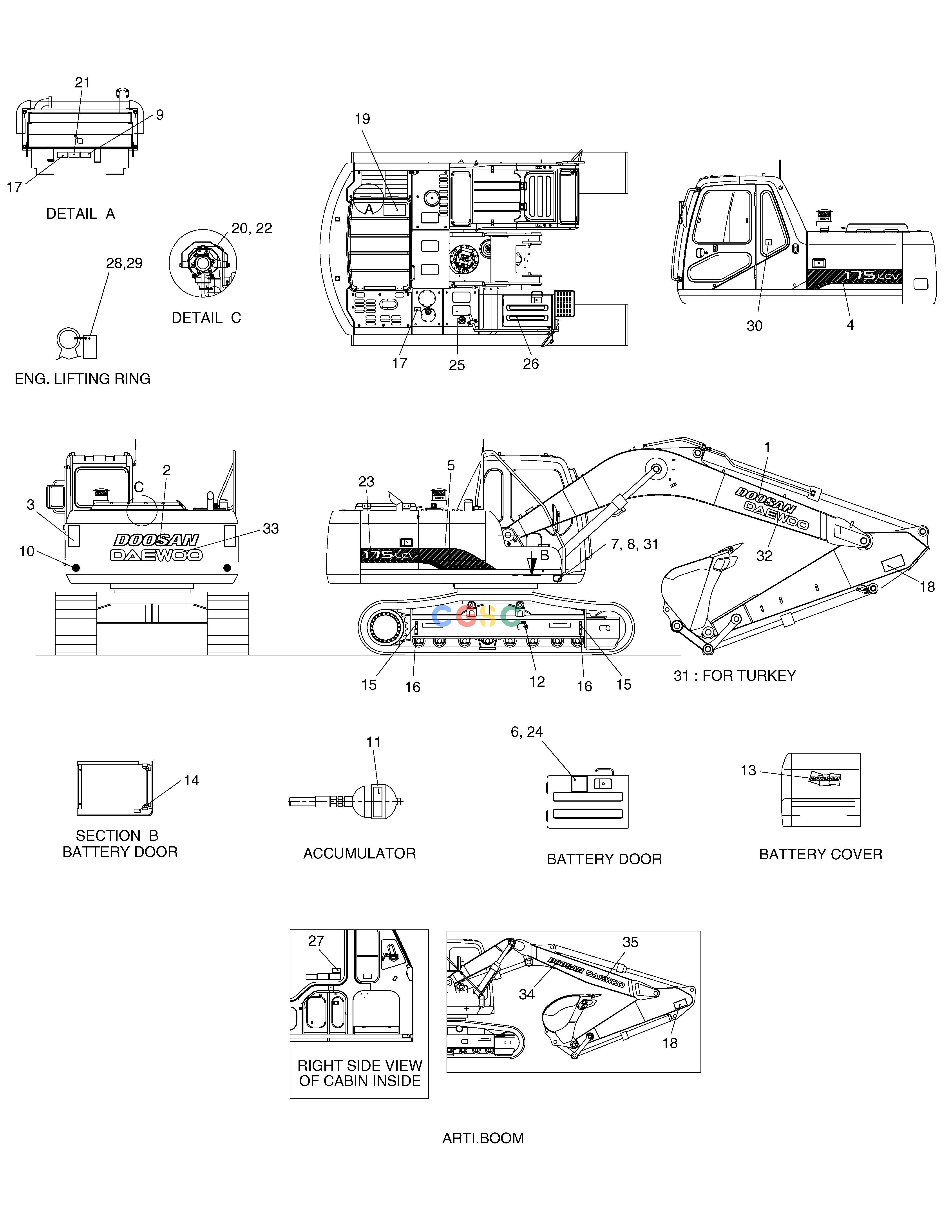 斗山零件查询NAME PLATE-EUROPE SOLAR 175LC-V Doosan parts catalog online