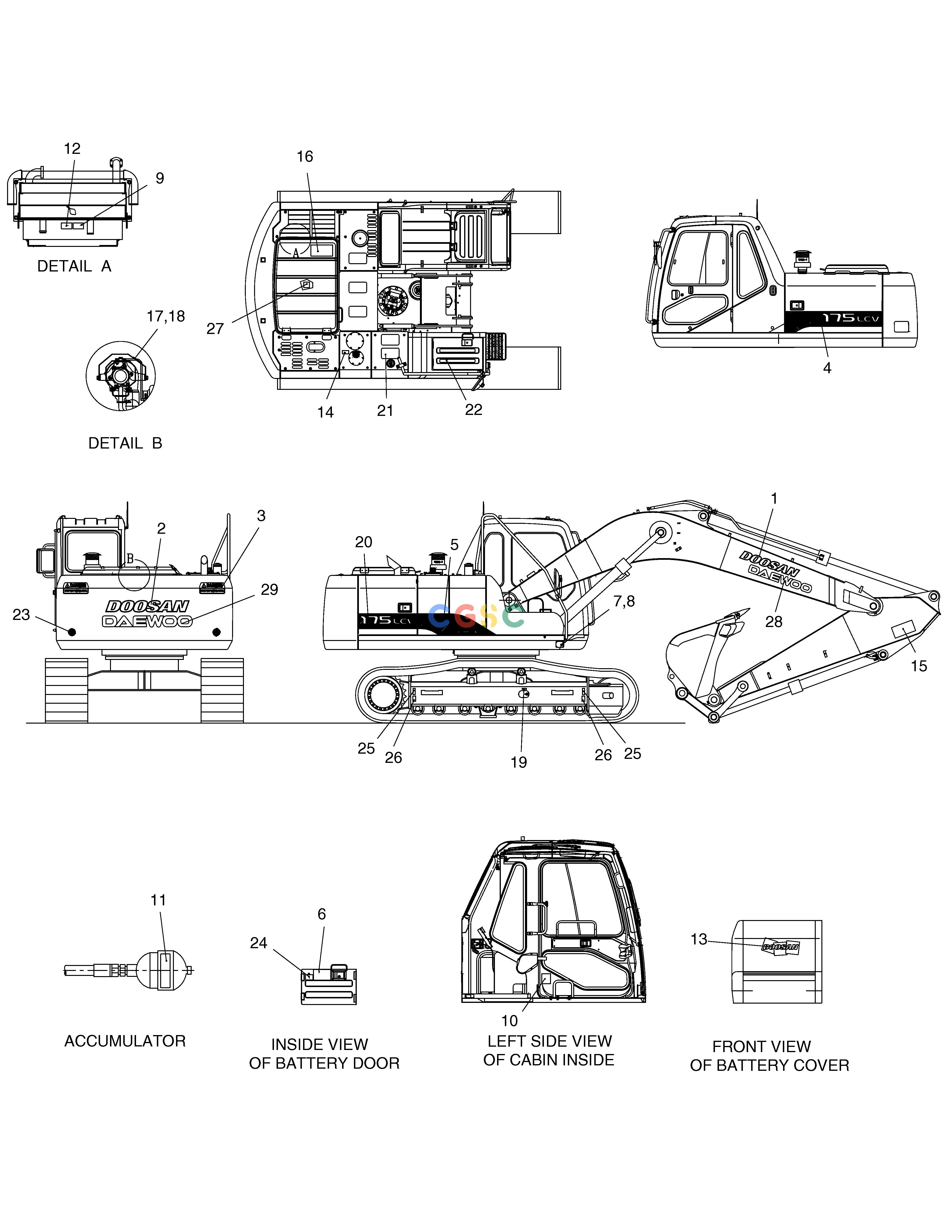 斗山零件查询NAME PLATE-ENGLISH SOLAR 175LC-V Doosan parts catalog online