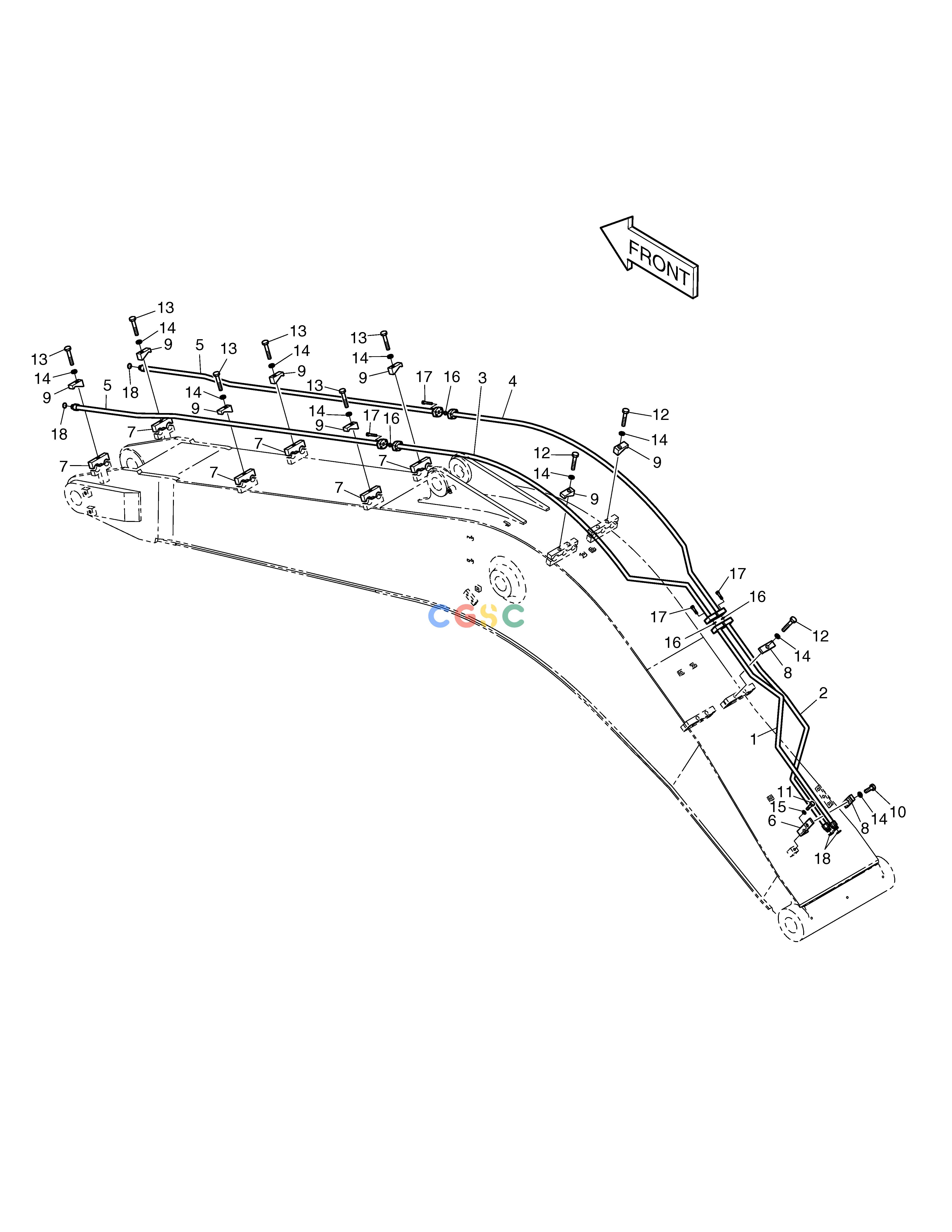 斗山零件查询BOOM PIPING(5.15m)-ROTATION & TILTING SOLAR 175LC-V Doosan parts catalog online