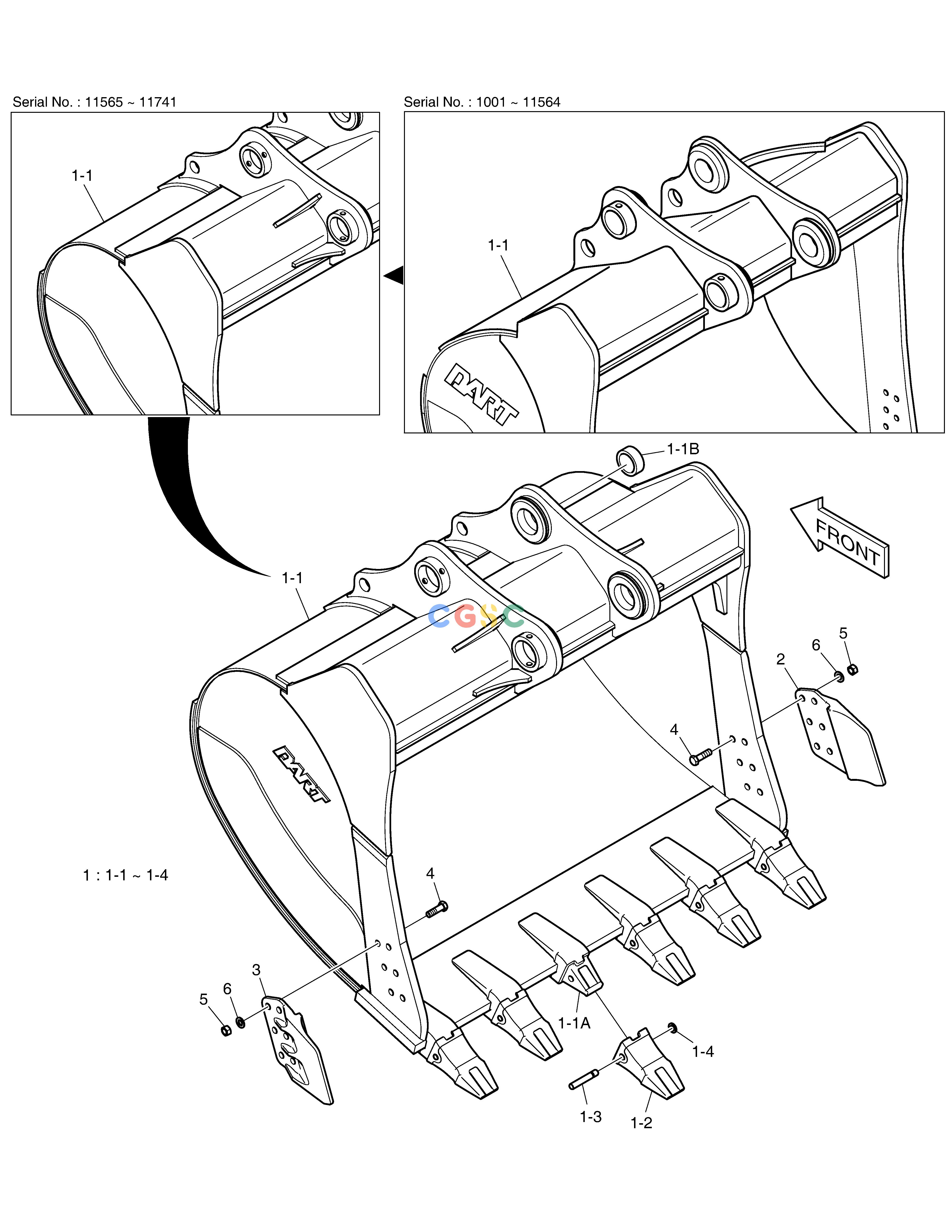 斗山零件查询BUCKET-3.2m³(80")-SIDE PIN SOLAR 500LC-V Doosan parts catalog online
