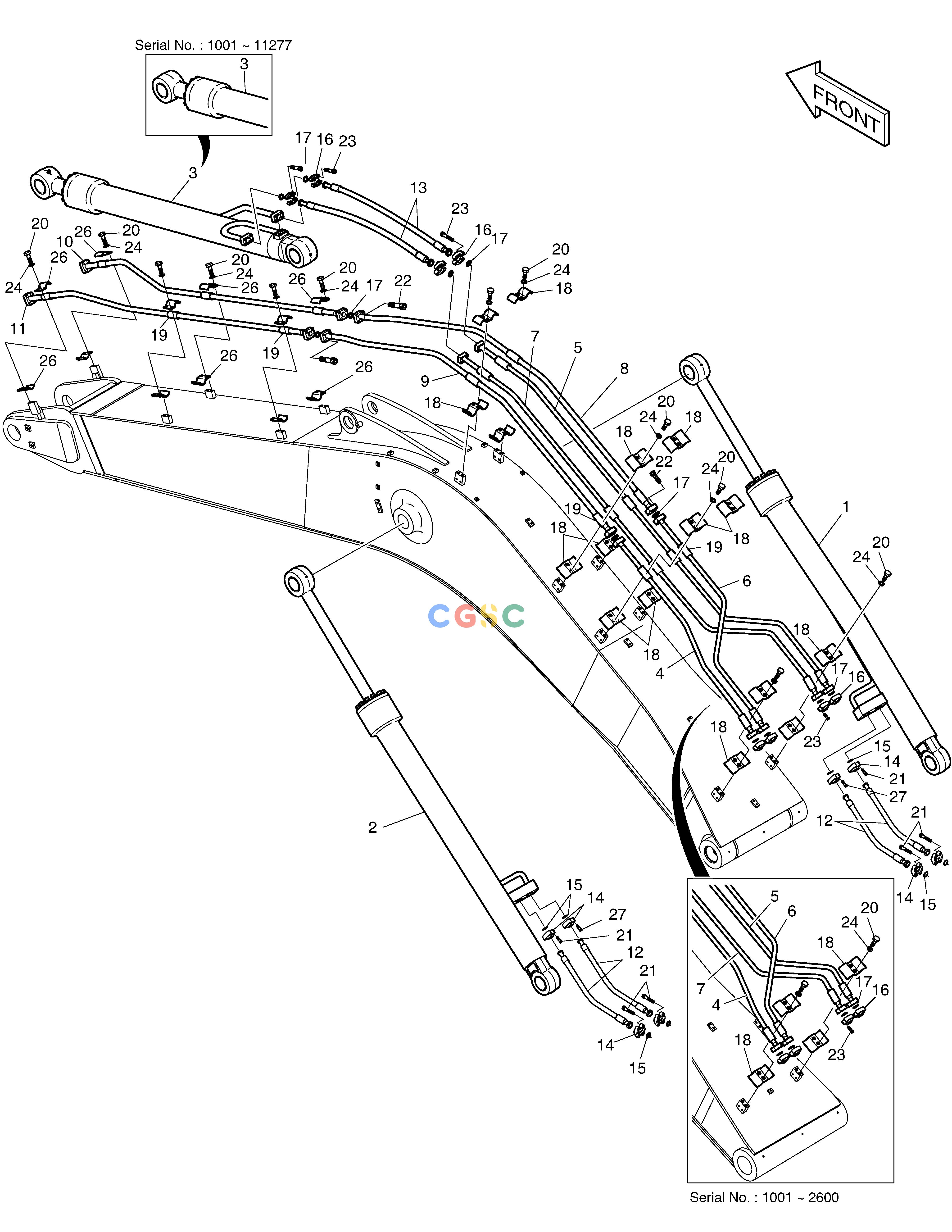 斗山零件查询BOOM PIPING-6.3m SOLAR 500LC-V Doosan parts catalog online