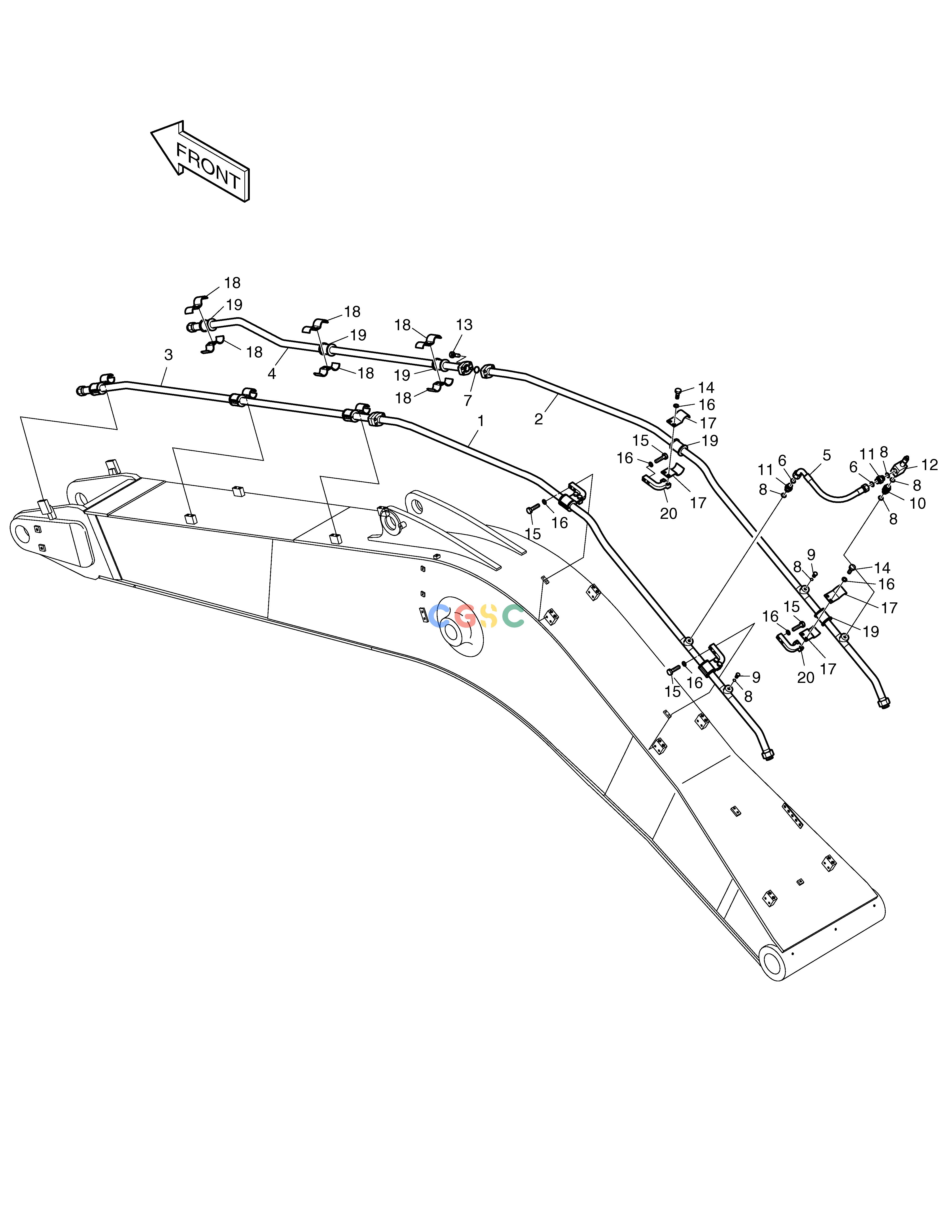 斗山零件查询BOOM PIPING-6.3m ONE & TWO WAY SOLAR 500LC-V Doosan parts catalog online