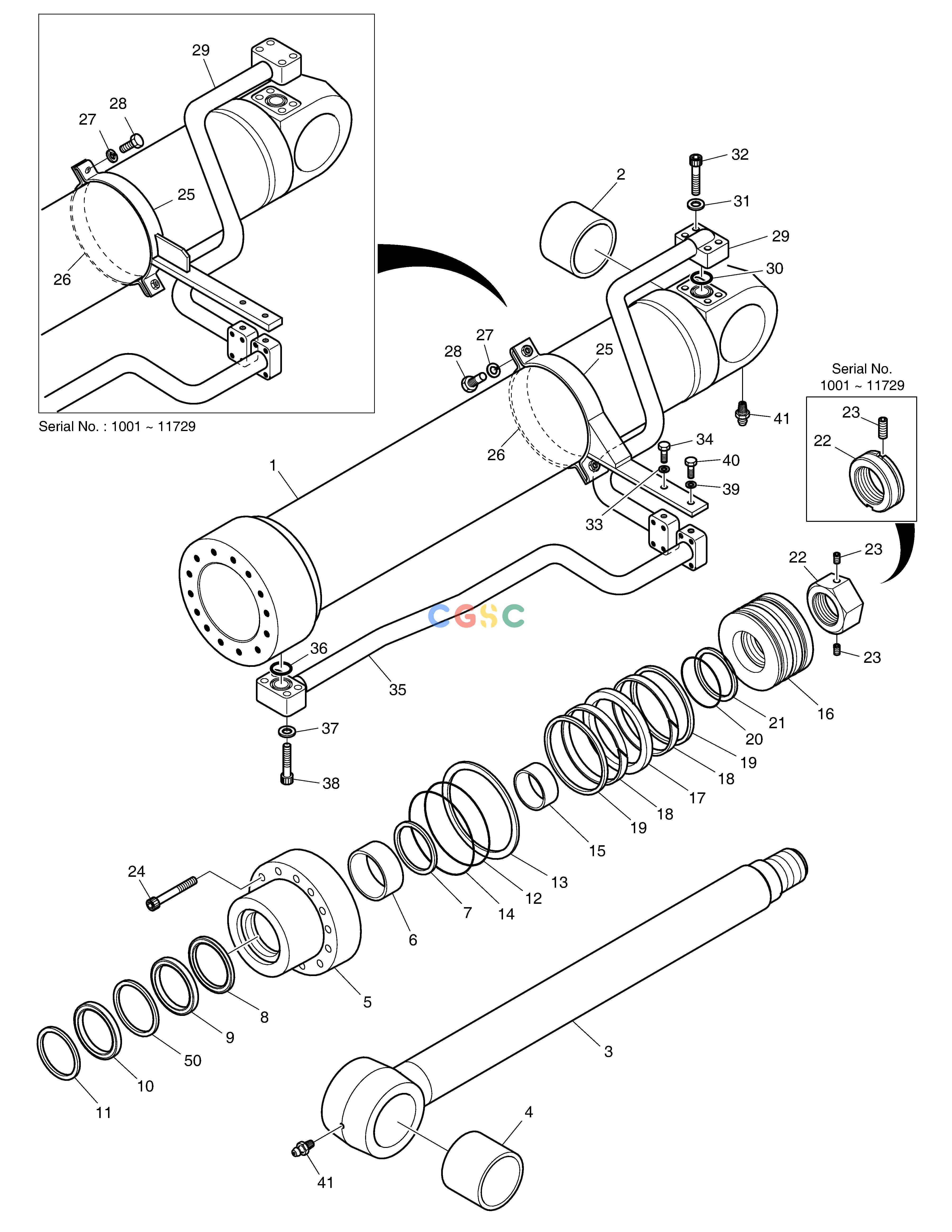斗山零件查询BOOM CYLINDER-R.H SOLAR 500LC-V Doosan parts catalog online