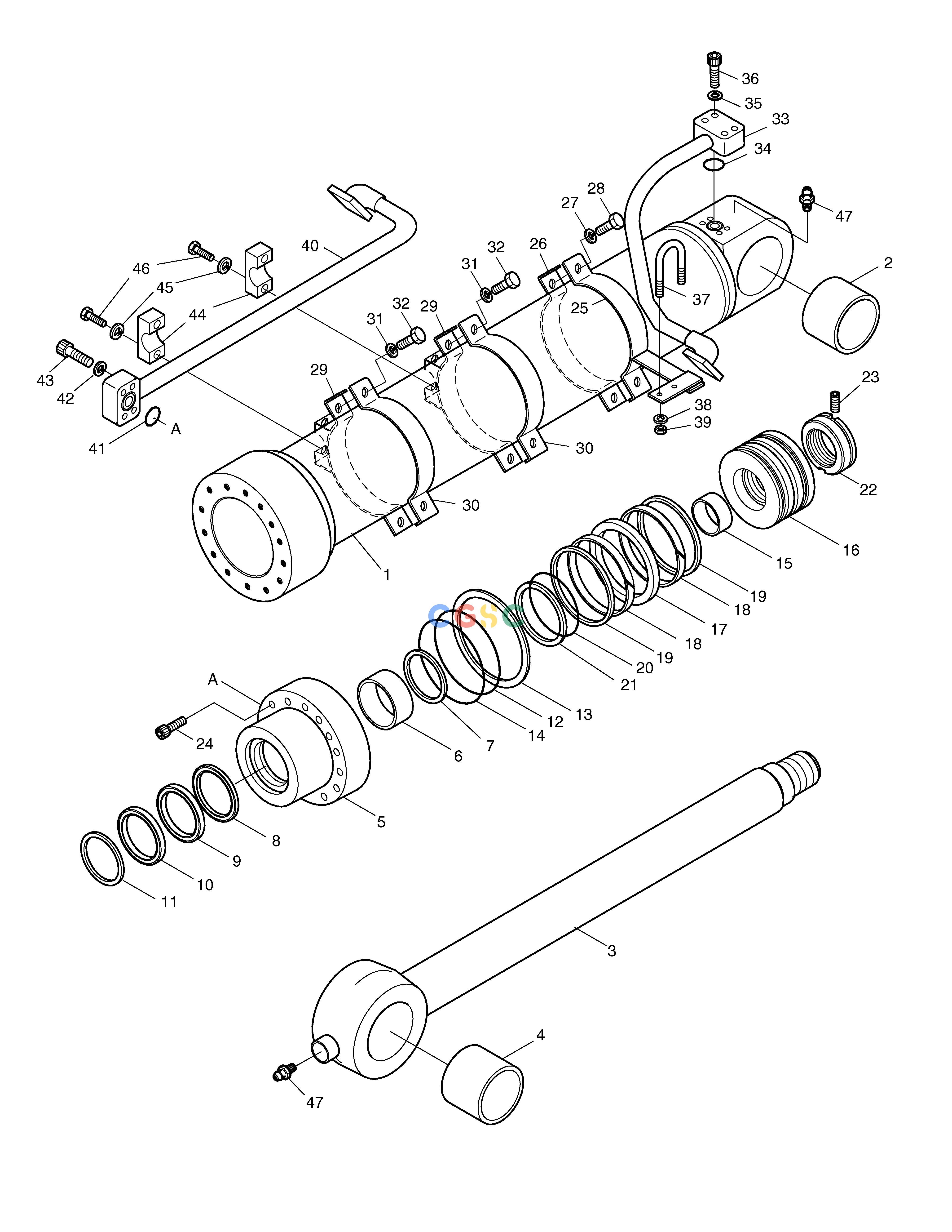 斗山零件查询BUCKET CYLINDER-ARM 6.0m SOLAR 500LC-V Doosan parts catalog online