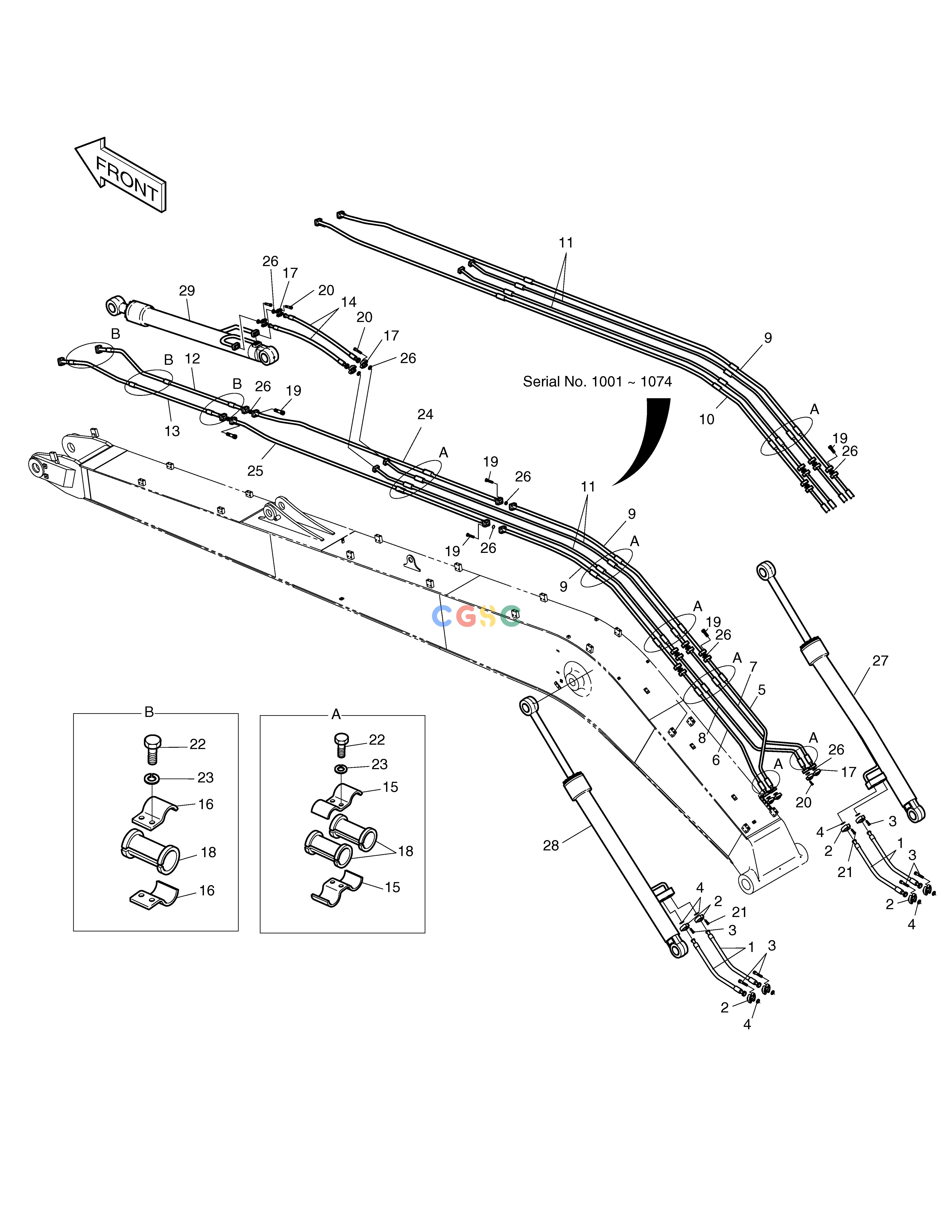 斗山零件查询BOOM PIPING-9.0m SOLAR 500LC-V Doosan parts catalog online