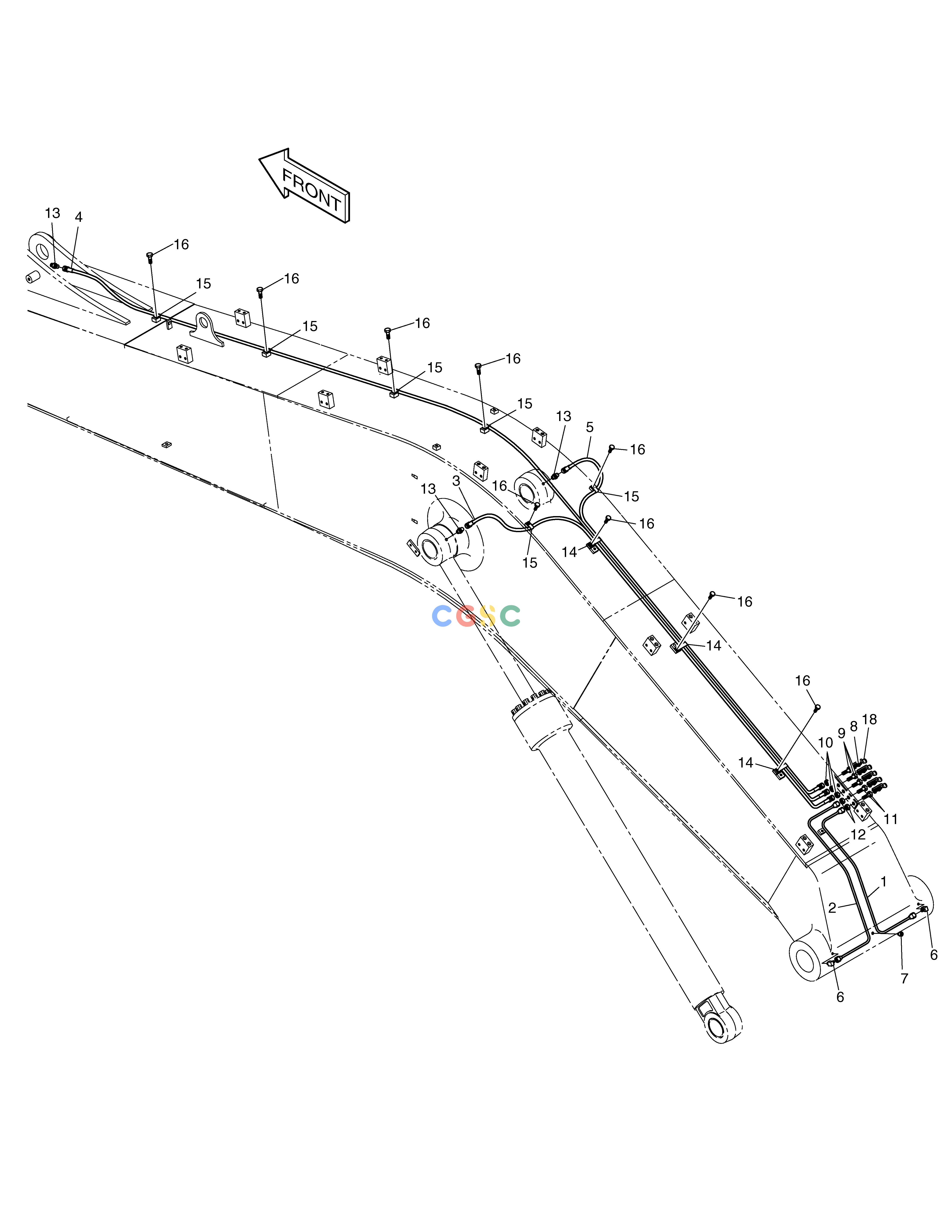 斗山零件查询LUBRICATION PIPING-9.0m BOOM SOLAR 500LC-V Doosan parts catalog online