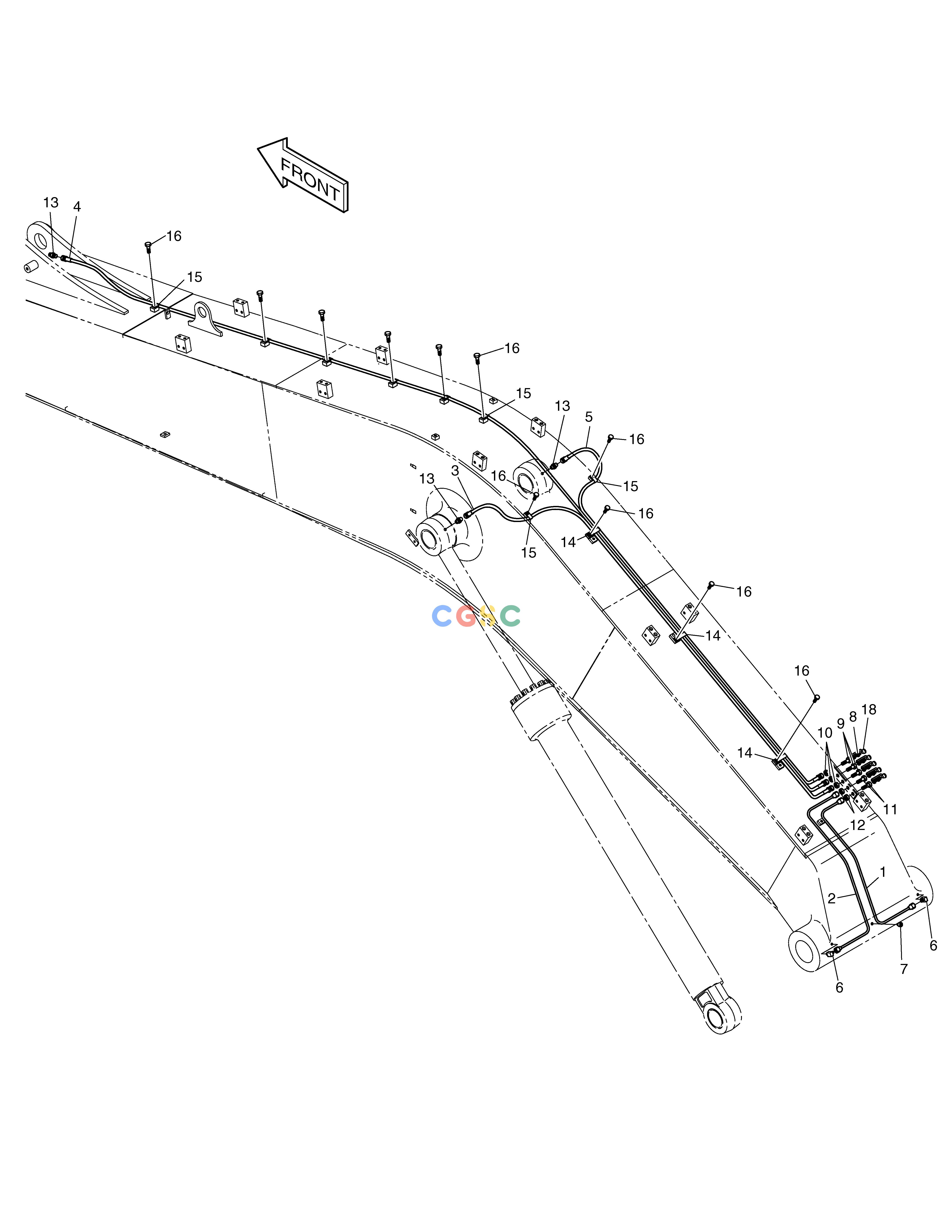 斗山零件查询LUBRICATION PIPING-11.0m BOOM SOLAR 500LC-V Doosan parts catalog online