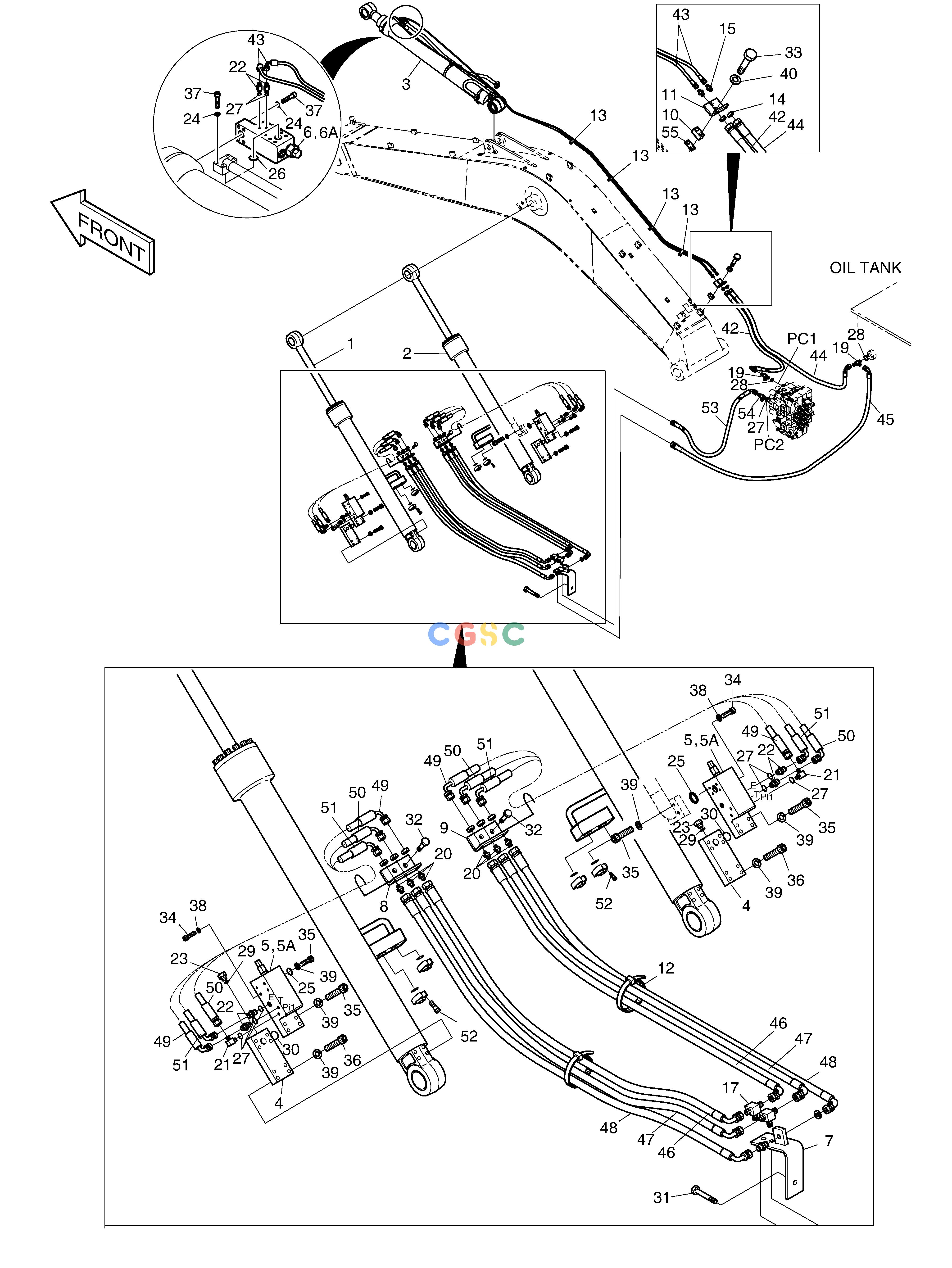 斗山零件查询LOCK VALVE PIPING - BOOM 7.1m(H.D) SOLAR 500LC-V Doosan parts catalog online