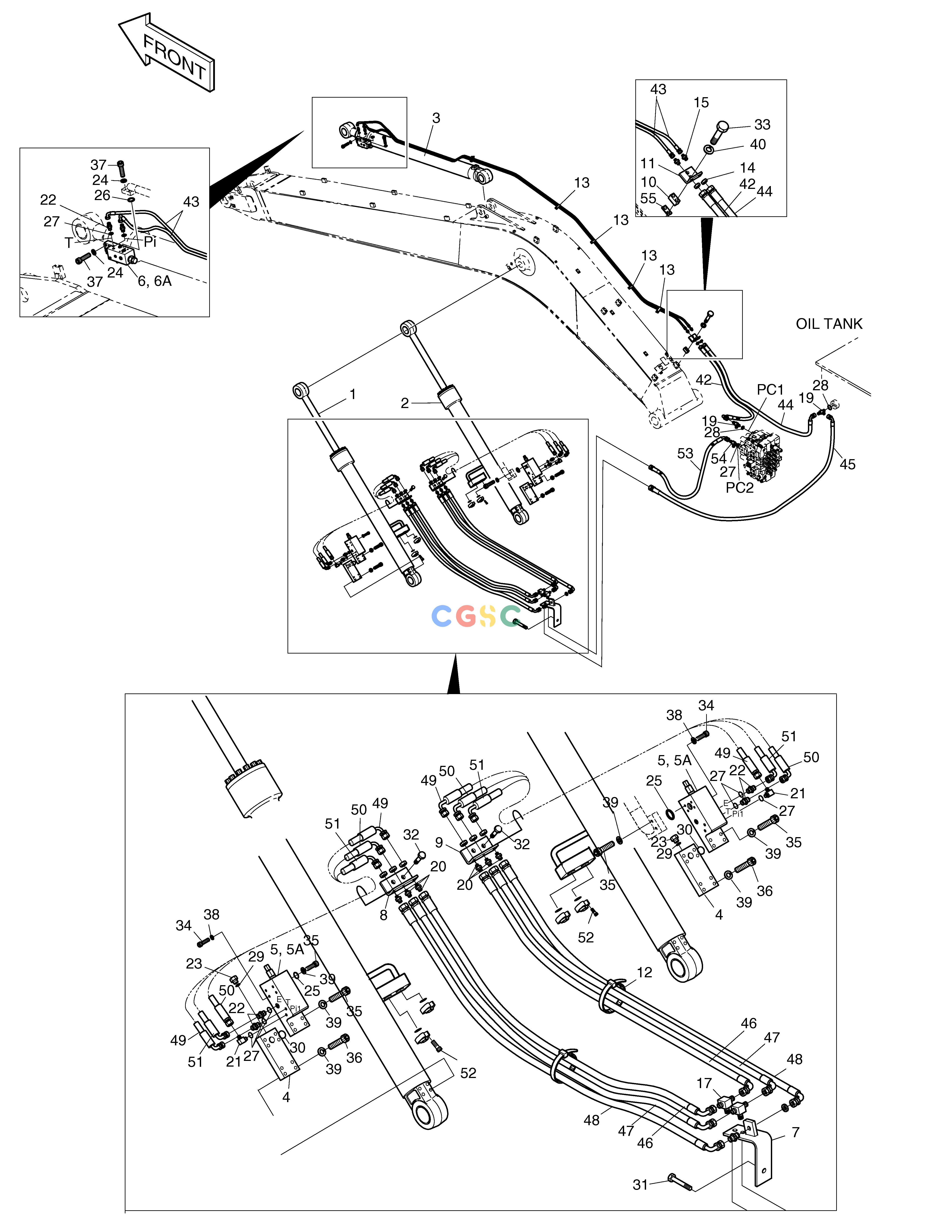 斗山零件查询LOCK VALVE PIPING-9.0m BOOM SOLAR 500LC-V Doosan parts catalog online