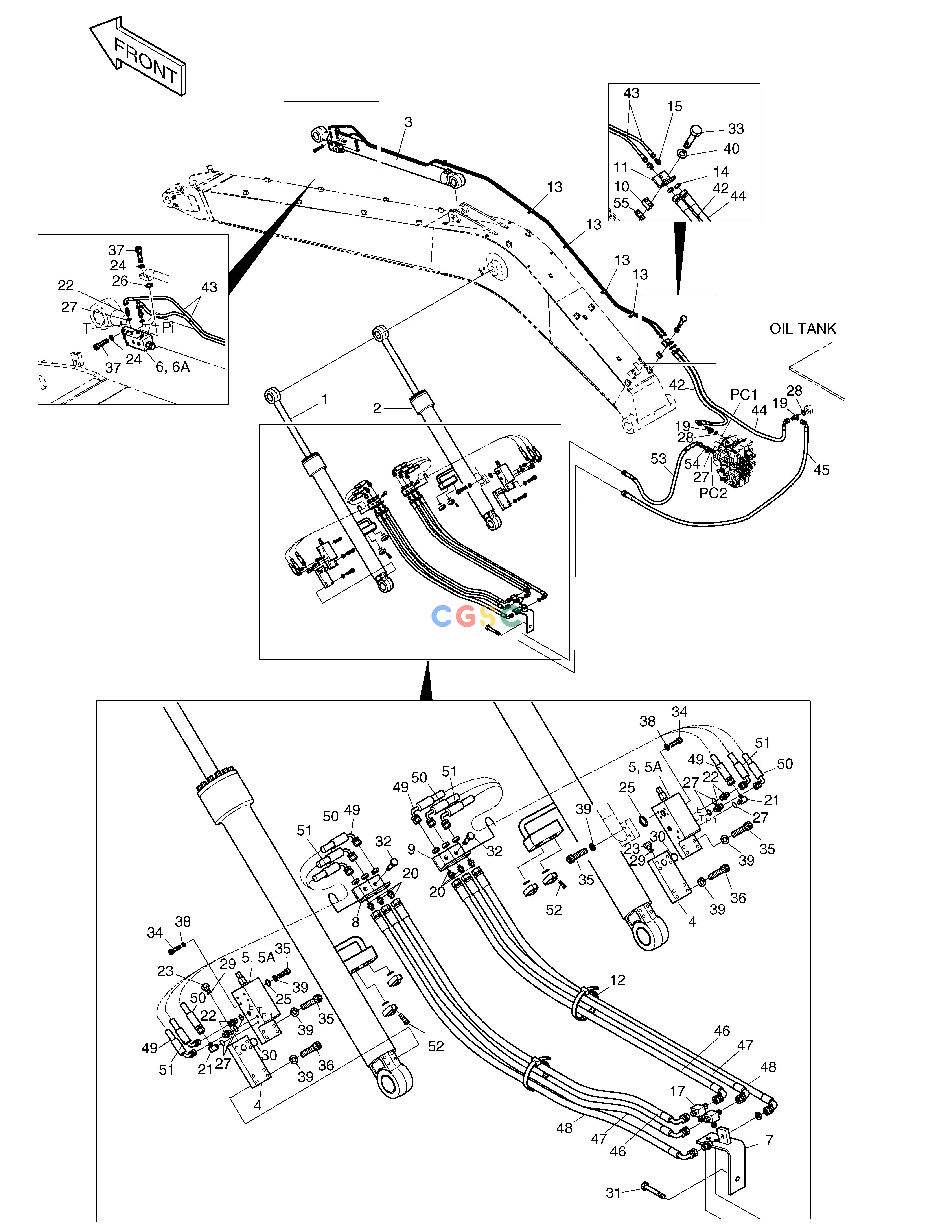 斗山零件查询LOCK VALVE PIPING-11.0m BOOM SOLAR 500LC-V Doosan parts catalog online