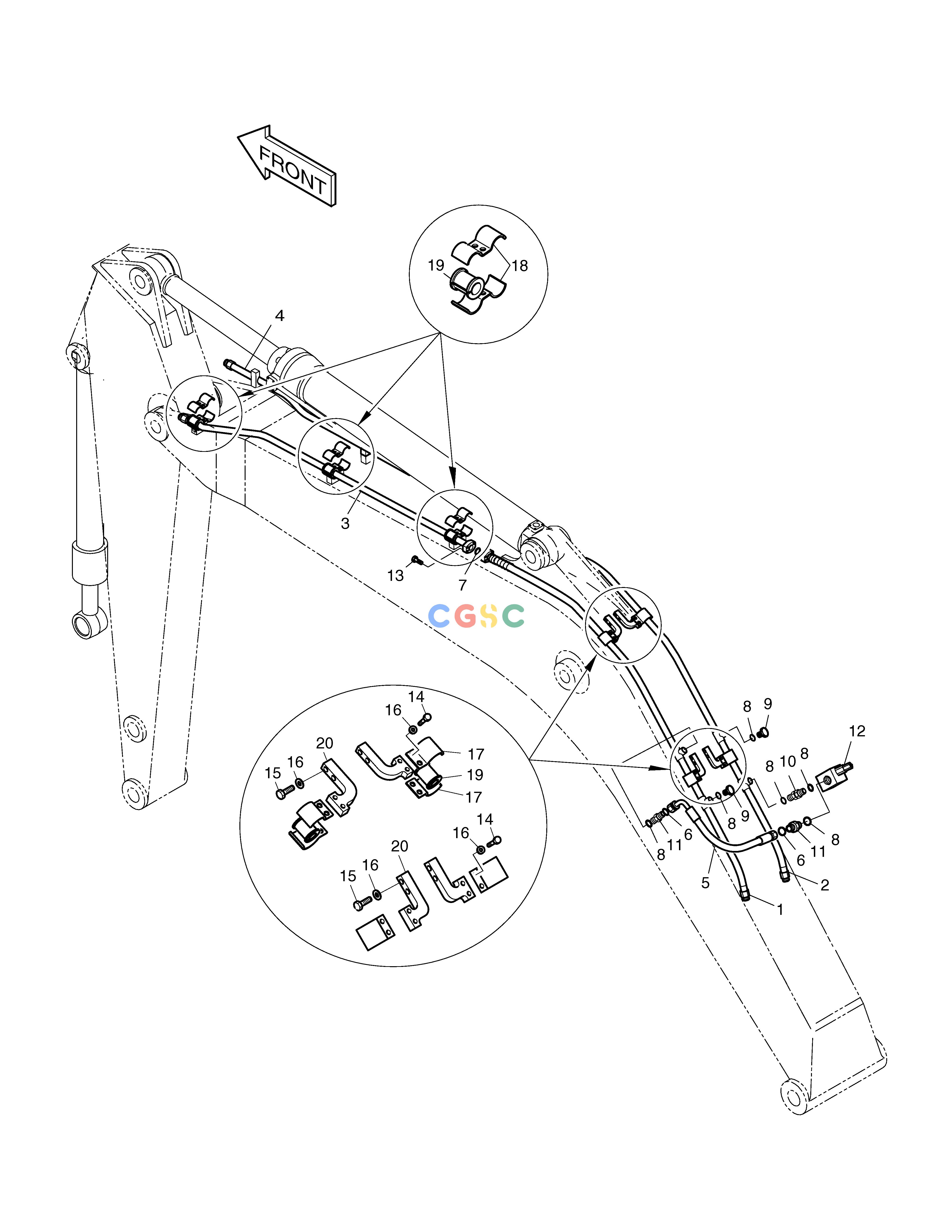 斗山零件查询BOOM PIPING-7.1m ONE & TWO WAY SOLAR 500LC-V Doosan parts catalog online