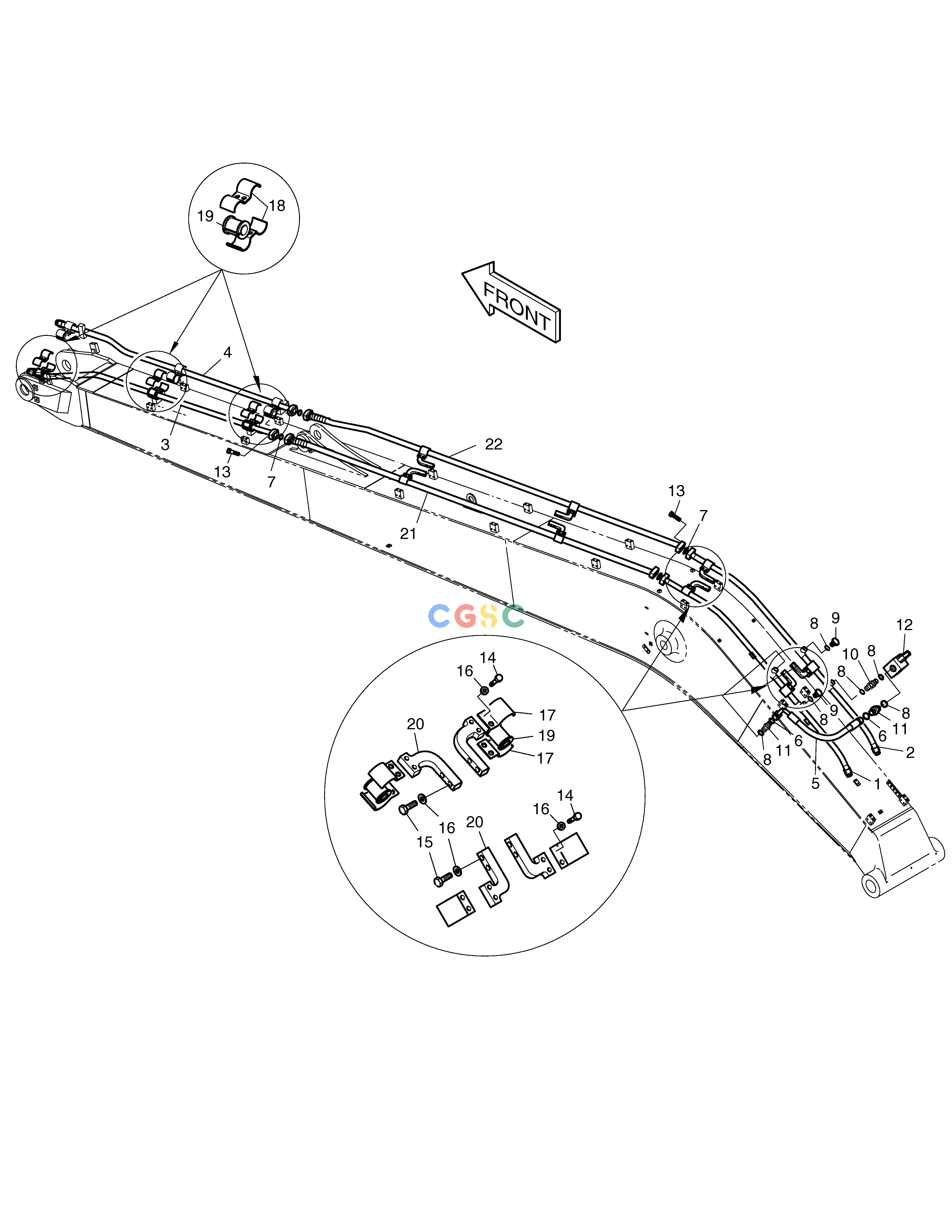 斗山零件查询BOOM PIPING-9.0m ONE & TWO WAY SOLAR 500LC-V Doosan parts catalog online