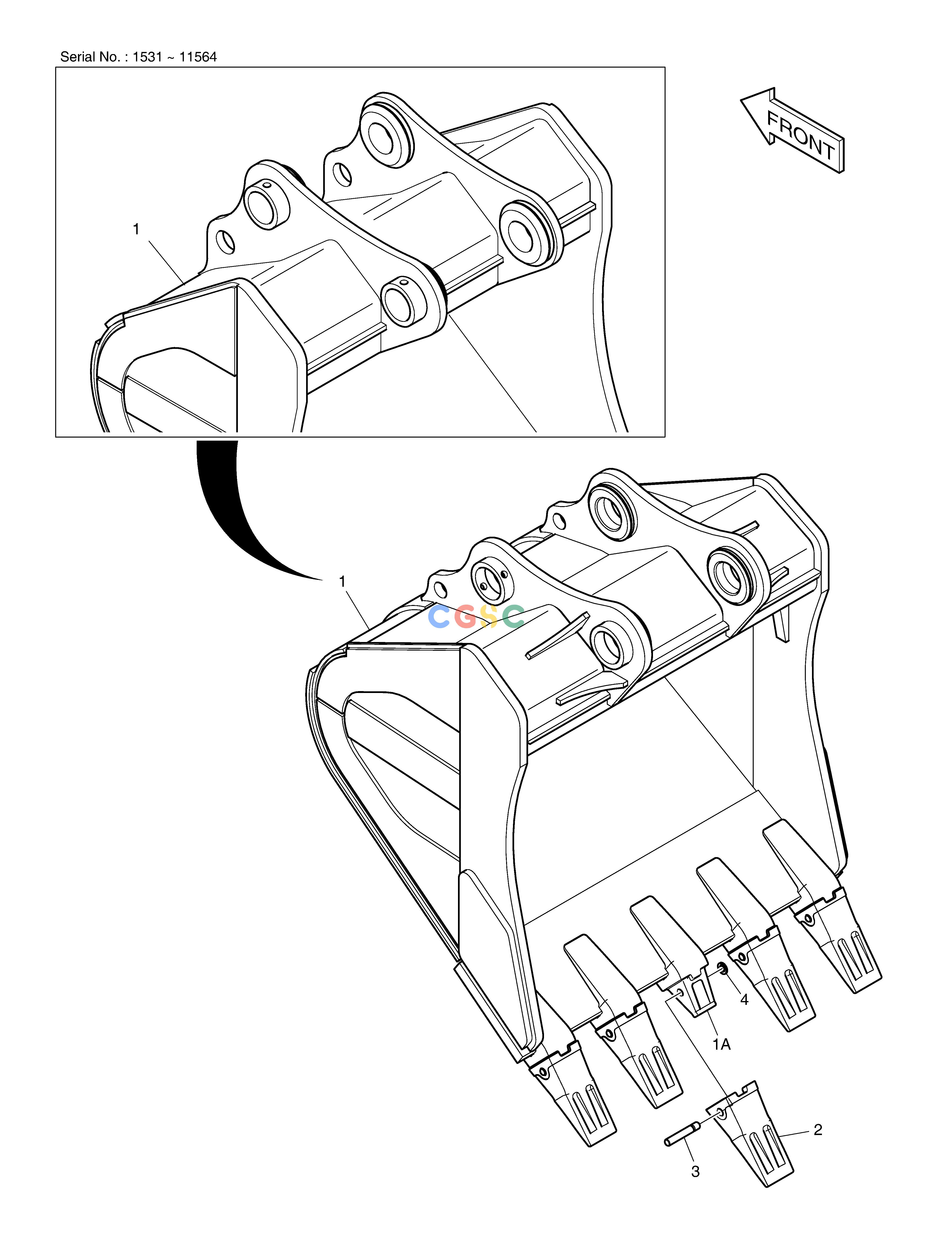 斗山零件查询ROCK BUCKET ASS'Y 1.71m³ - HEAVY DUTY SOLAR 500LC-V Doosan parts catalog online