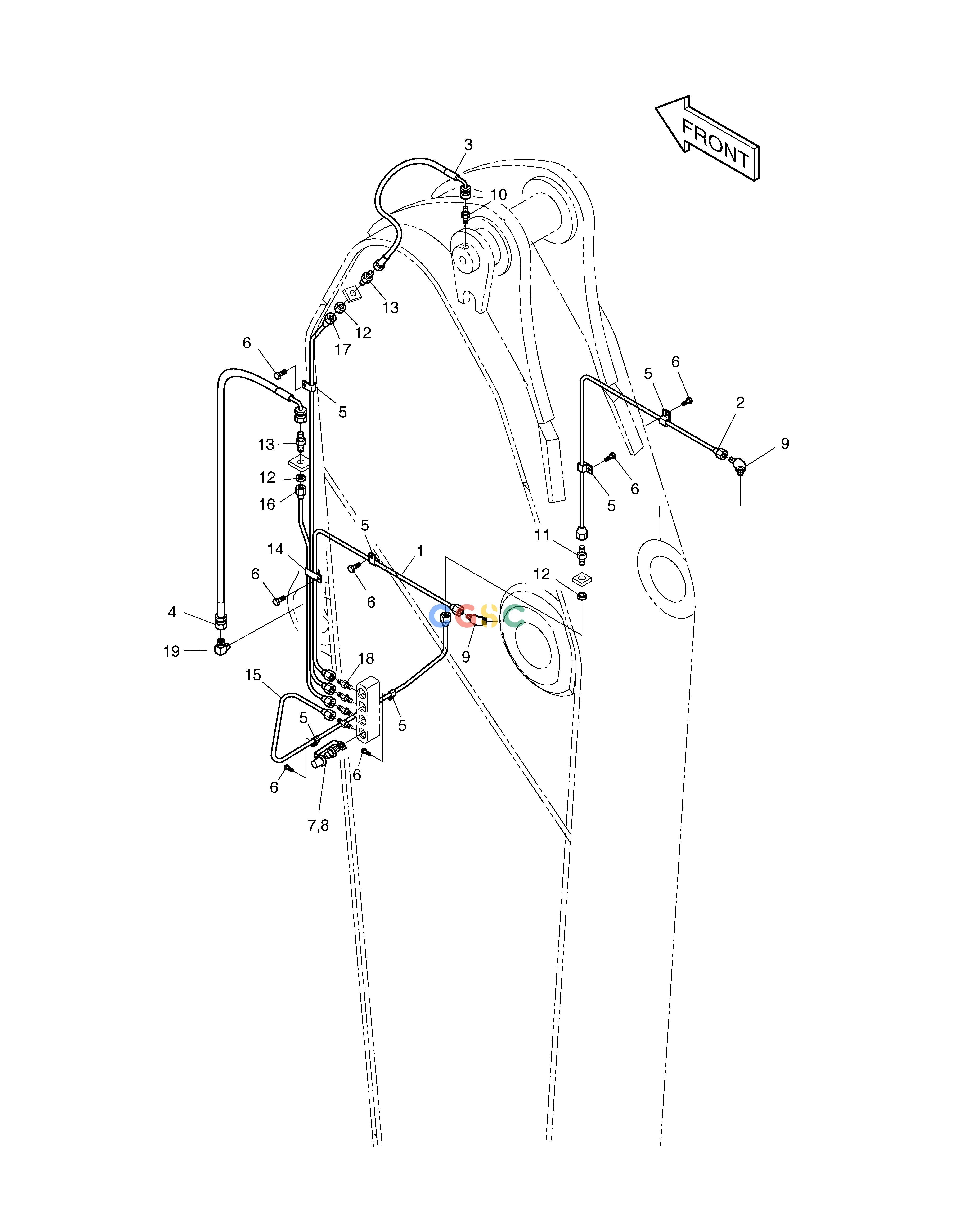 斗山零件查询LUBRICATION PIPING - H.D ARM 3.35m SOLAR 500LC-V Doosan parts catalog online
