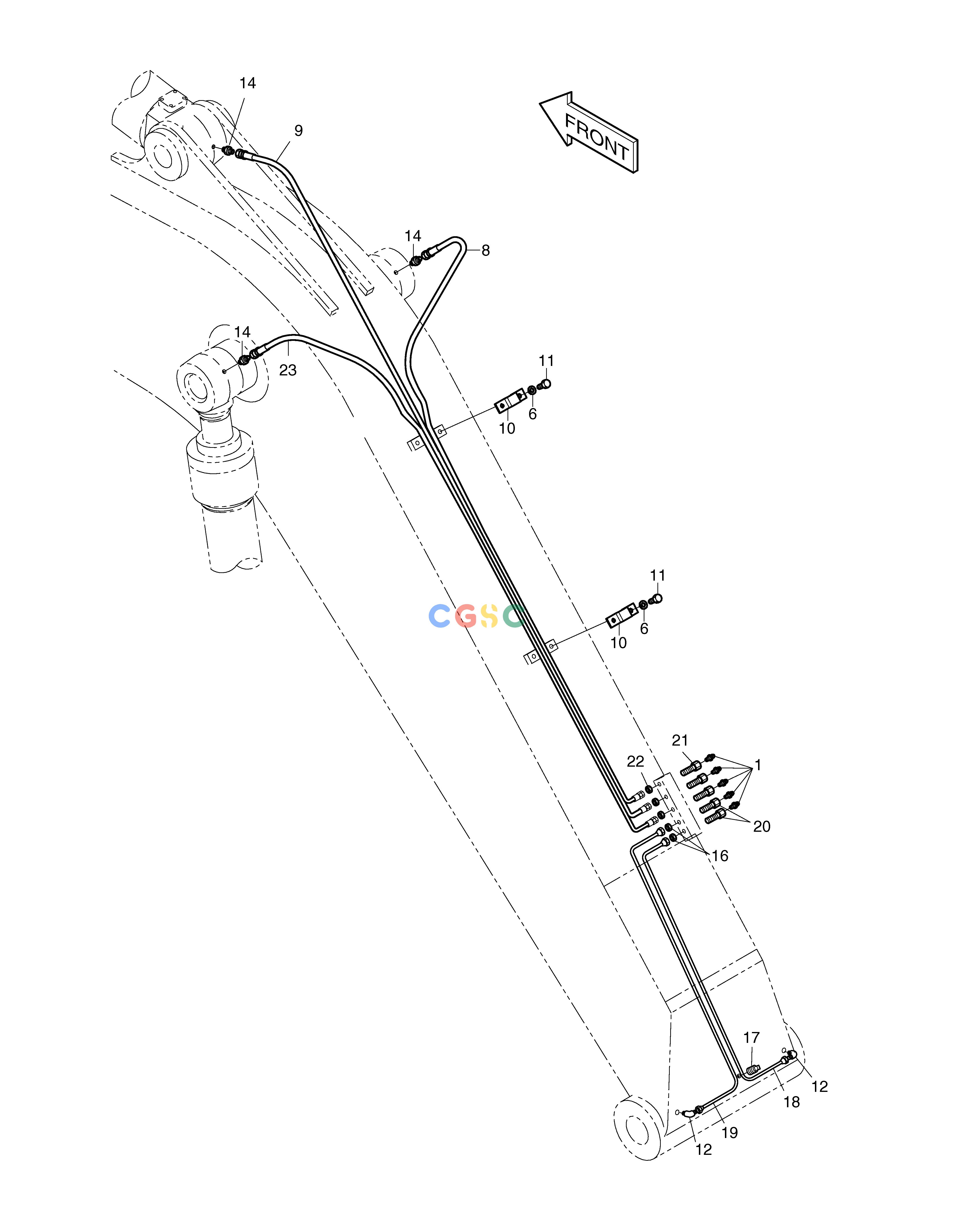 斗山零件查询FRONT LUBRICATION PIPING-BOOM4.6m SOLAR 160W-V Doosan parts catalog online