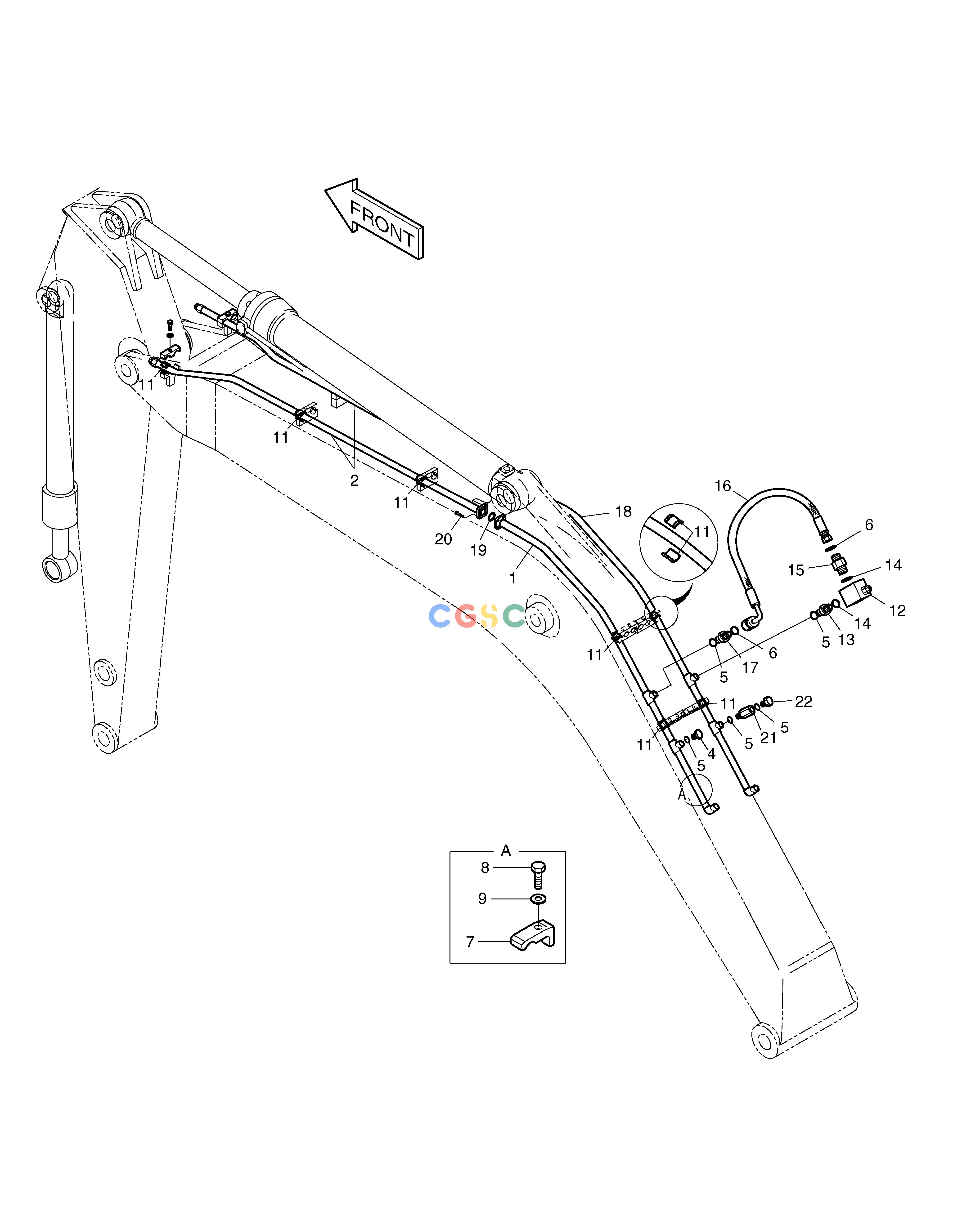 斗山零件查询BOOM PIPING-BOOM 4.6m(ONE WAY) SOLAR 160W-V Doosan parts catalog online