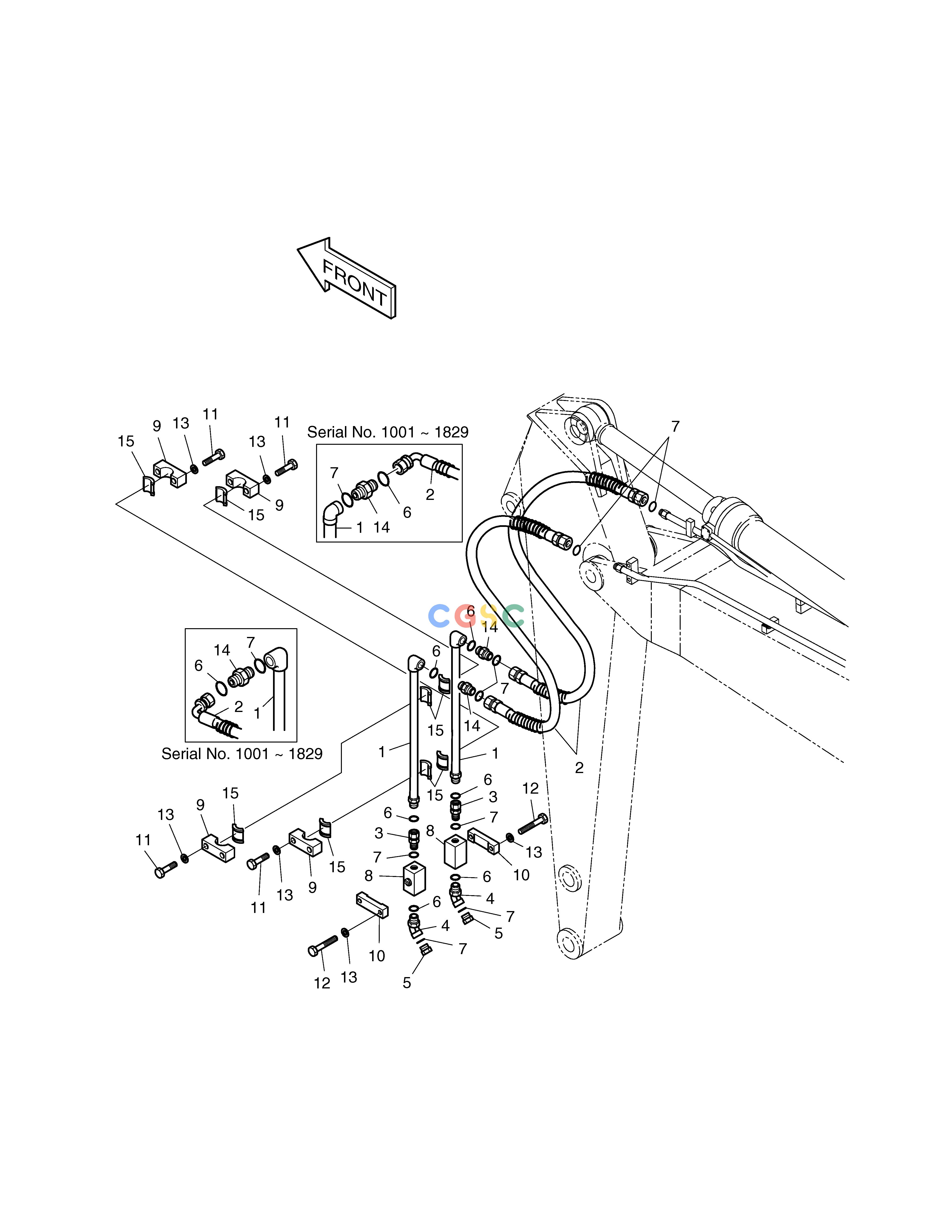 斗山零件查询ARM PIPING-ARM 2.25m(ONE WAY) SOLAR 160W-V Doosan parts catalog online
