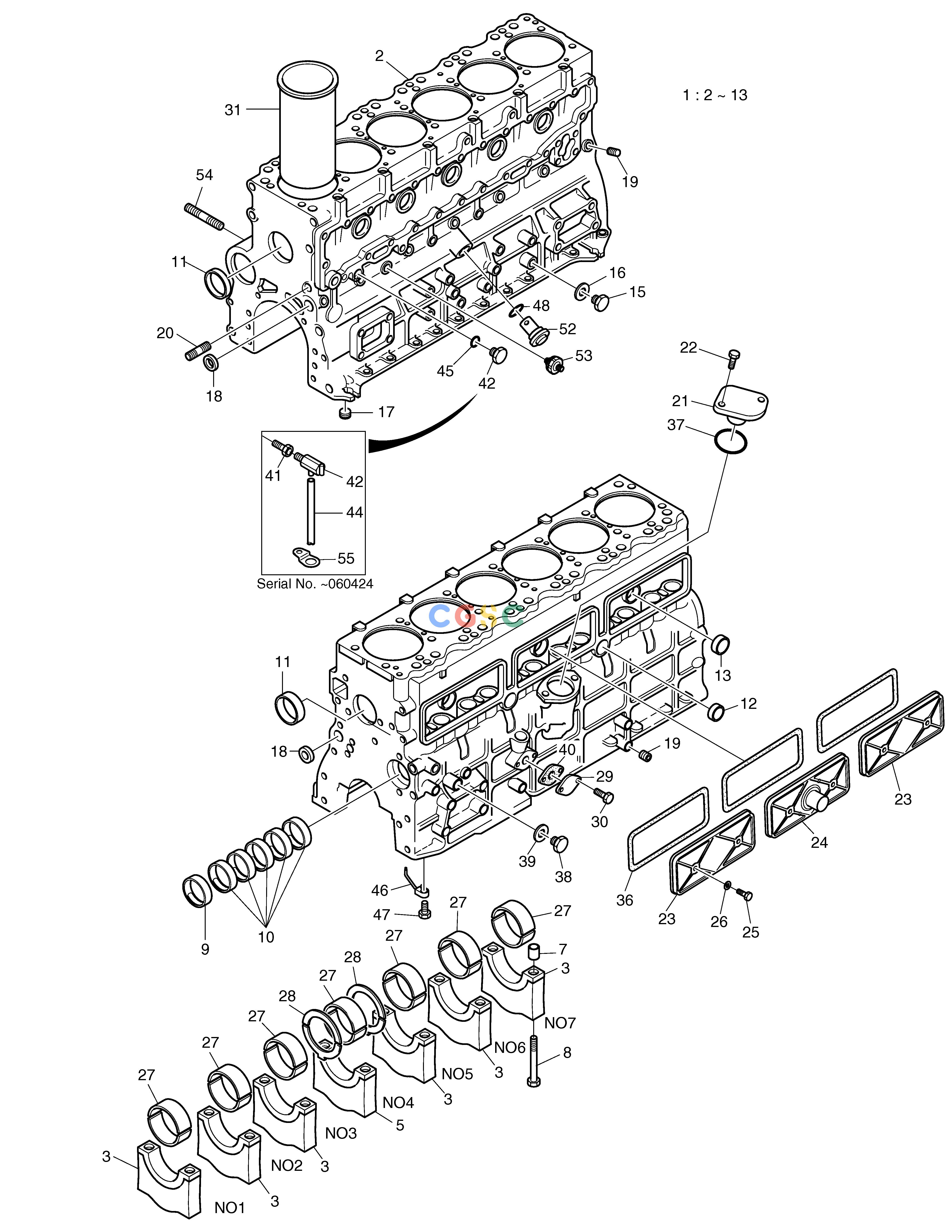 斗山零件查询CYLINDER BLOCK MEGA 200-V (S/N 3001~) Doosan parts catalog online