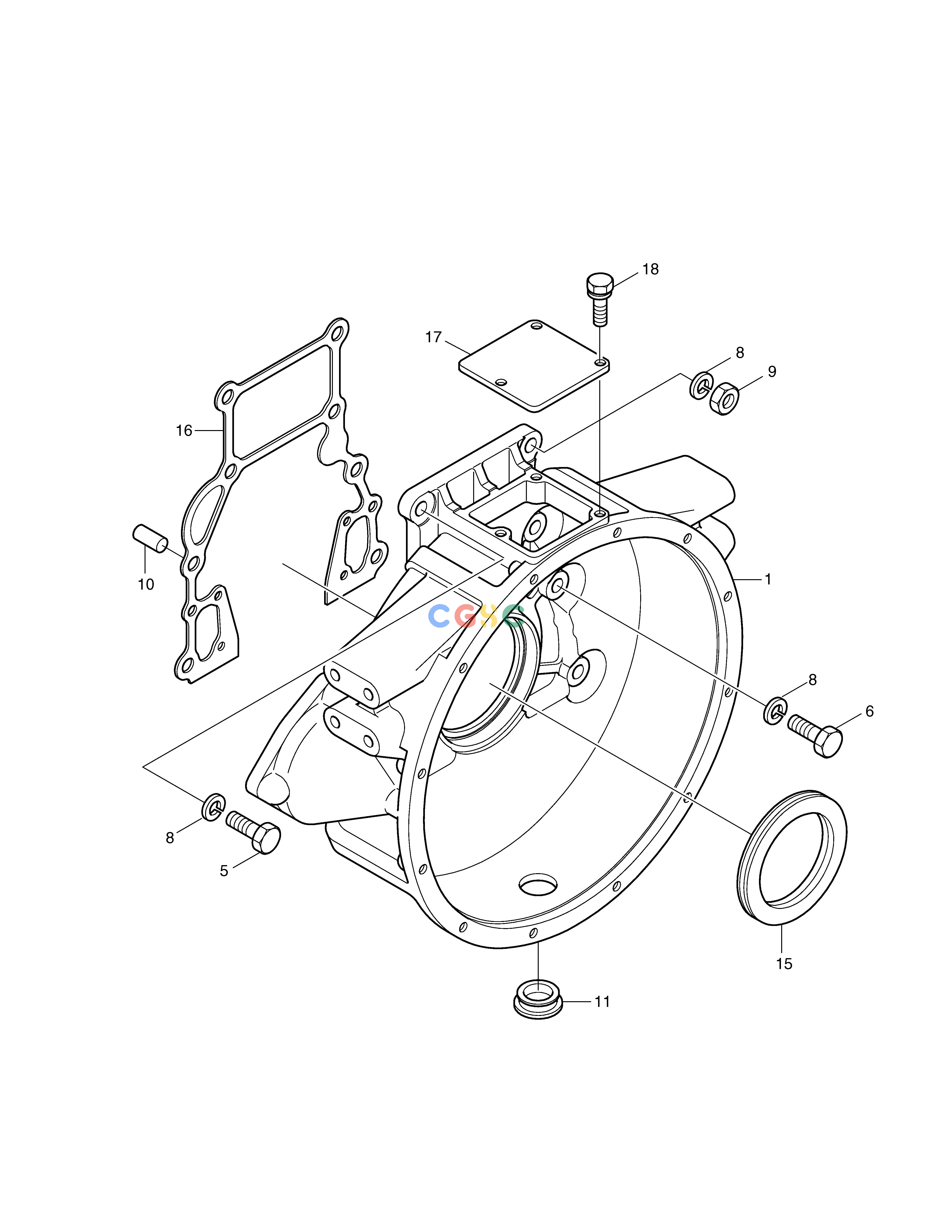 斗山零件查询FLYWHEEL HOUSING MEGA 200-V (S/N 3001~) Doosan parts catalog online