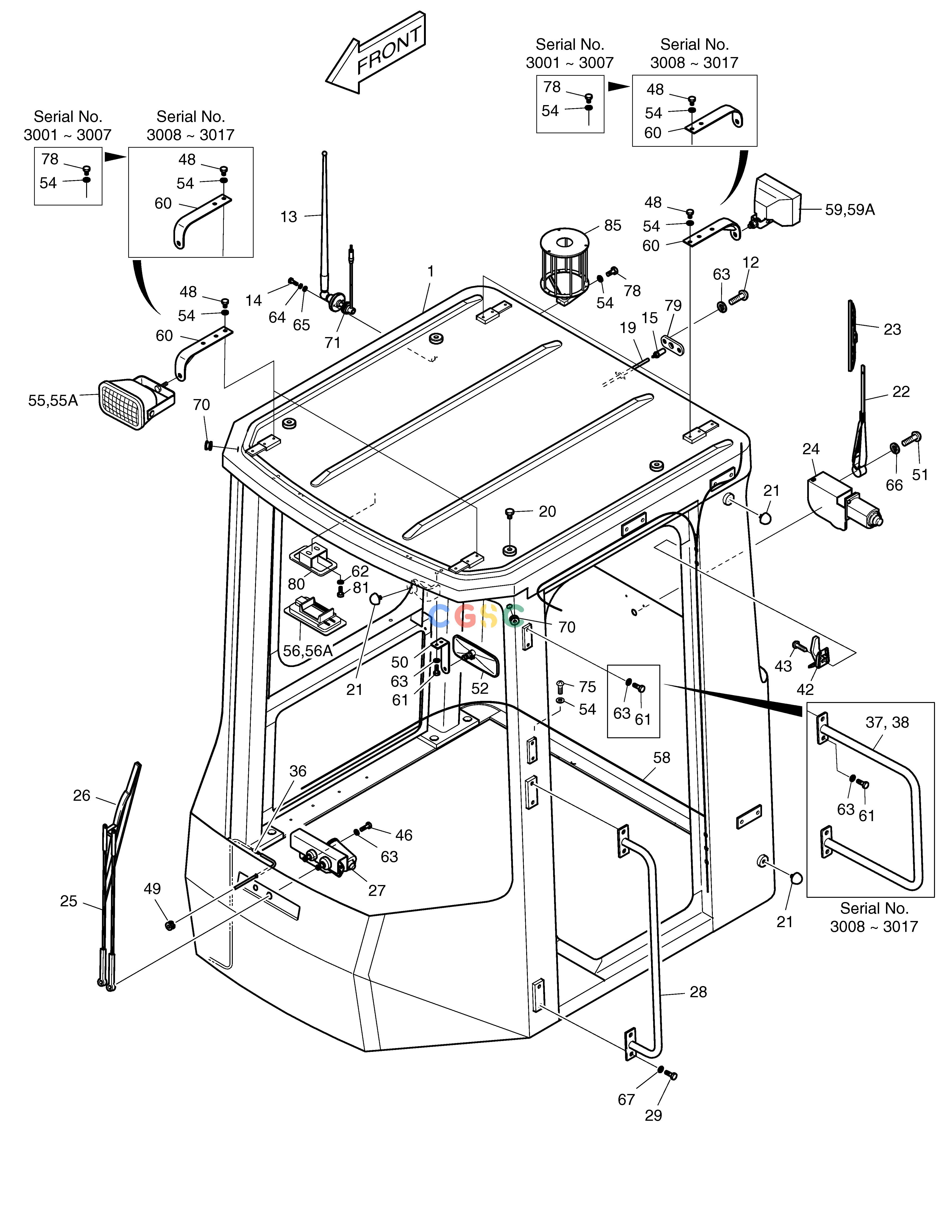 斗山零件查询CABIN(1) MEGA 200-V (S/N 3001~) Doosan parts catalog online