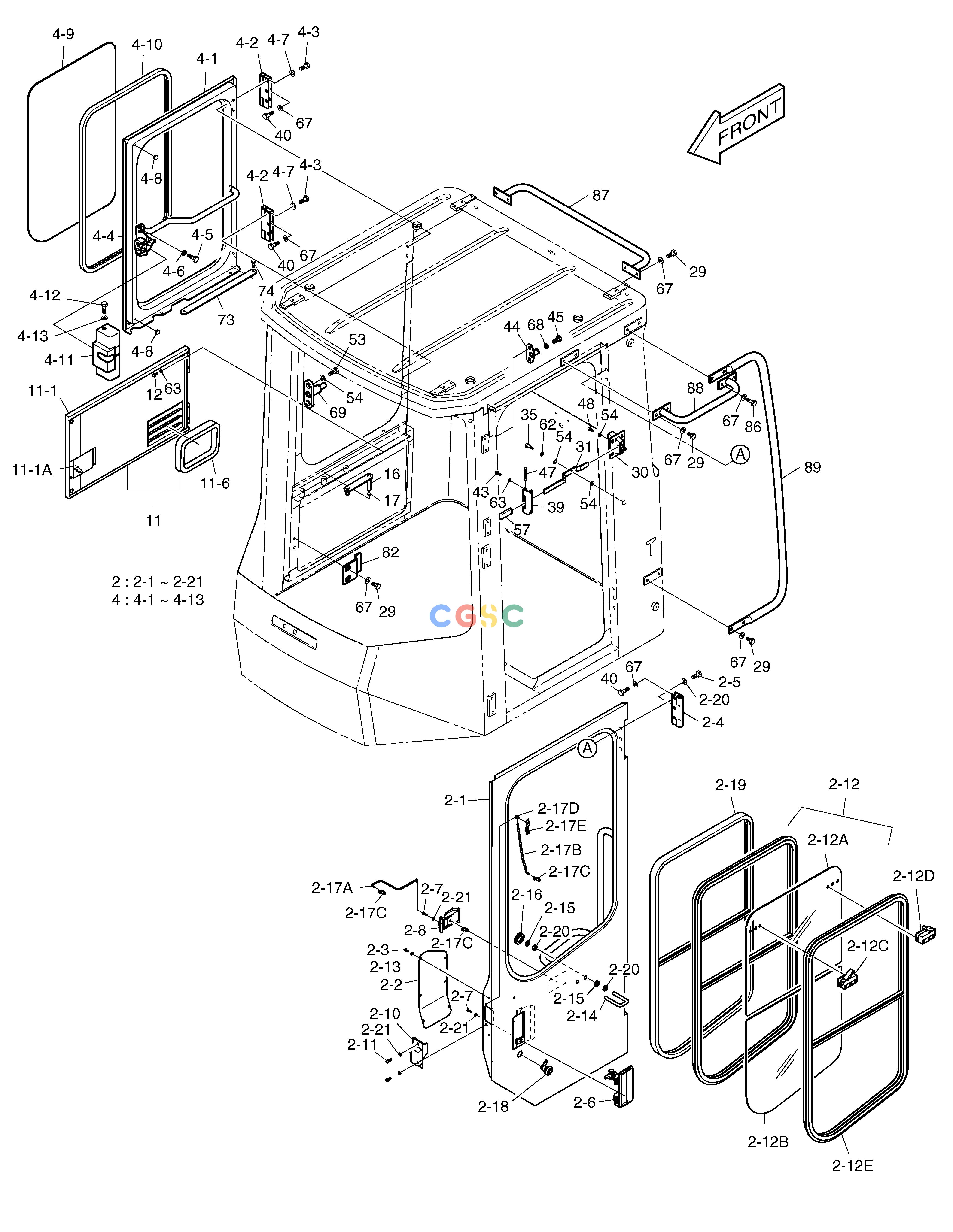 斗山零件查询CABIN(2) MEGA 200-V (S/N 3001~) Doosan parts catalog online