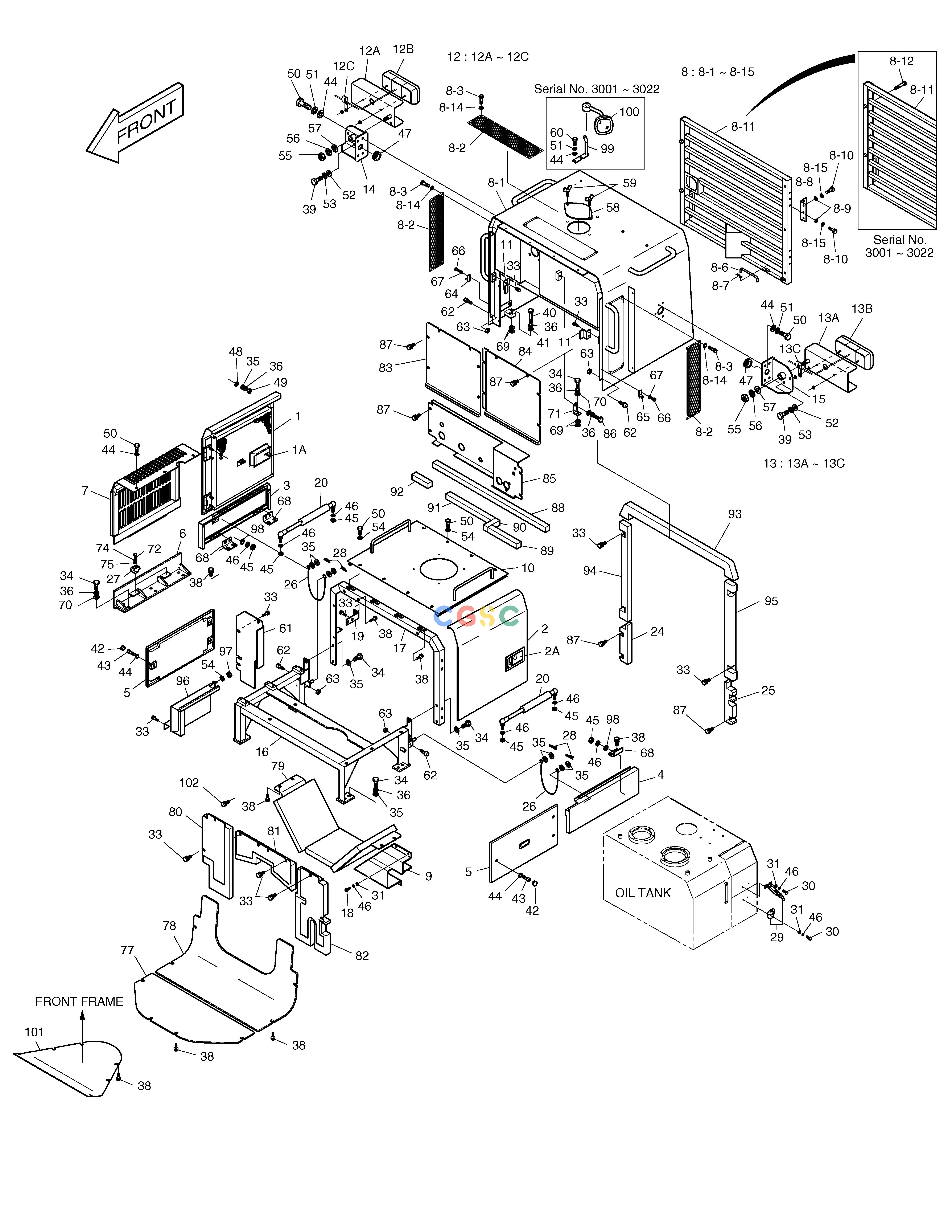 斗山零件查询ENGINE COVER MEGA 200-V (S/N 3001~) Doosan parts catalog online