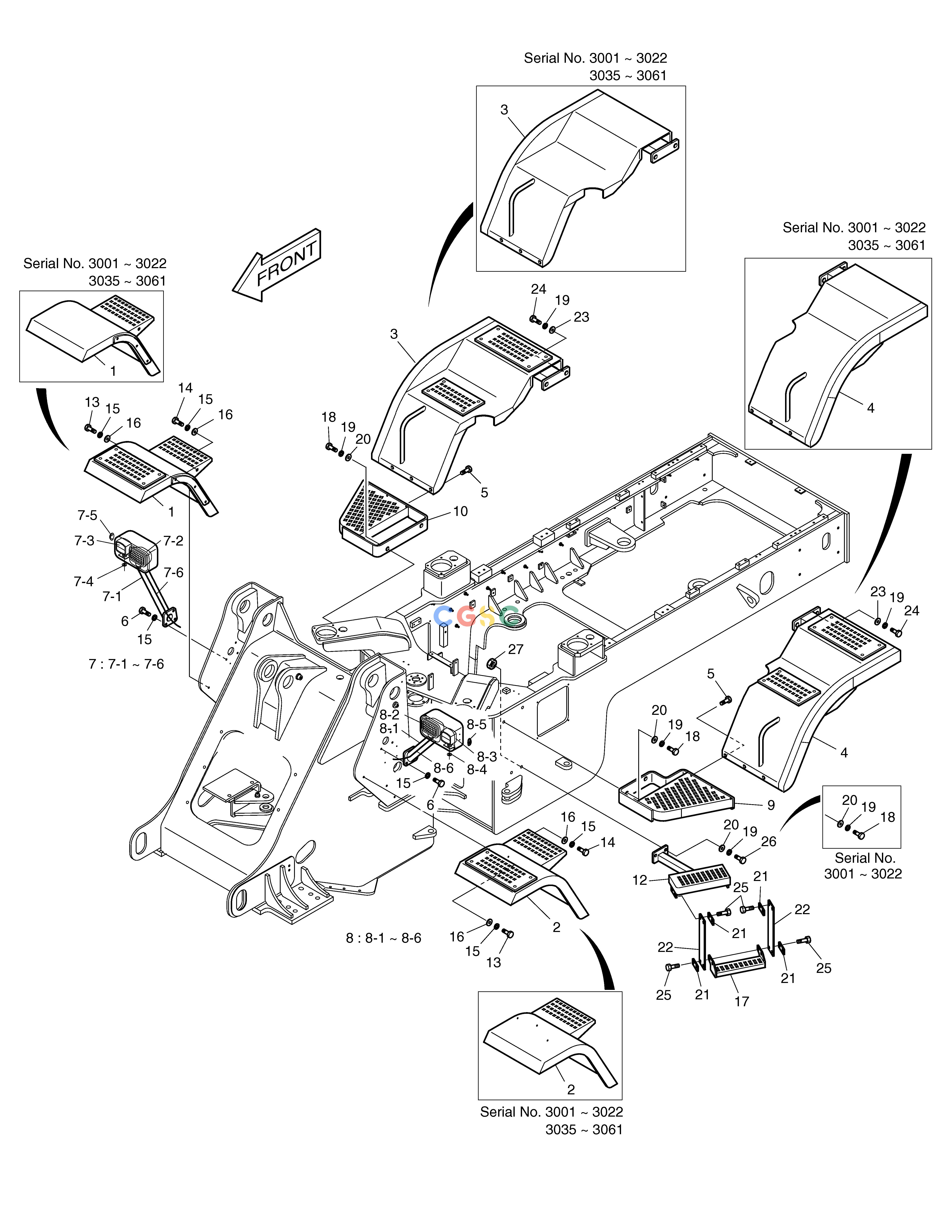 斗山零件查询FENDER & LADDER MEGA 200-V (S/N 3001~) Doosan parts catalog online