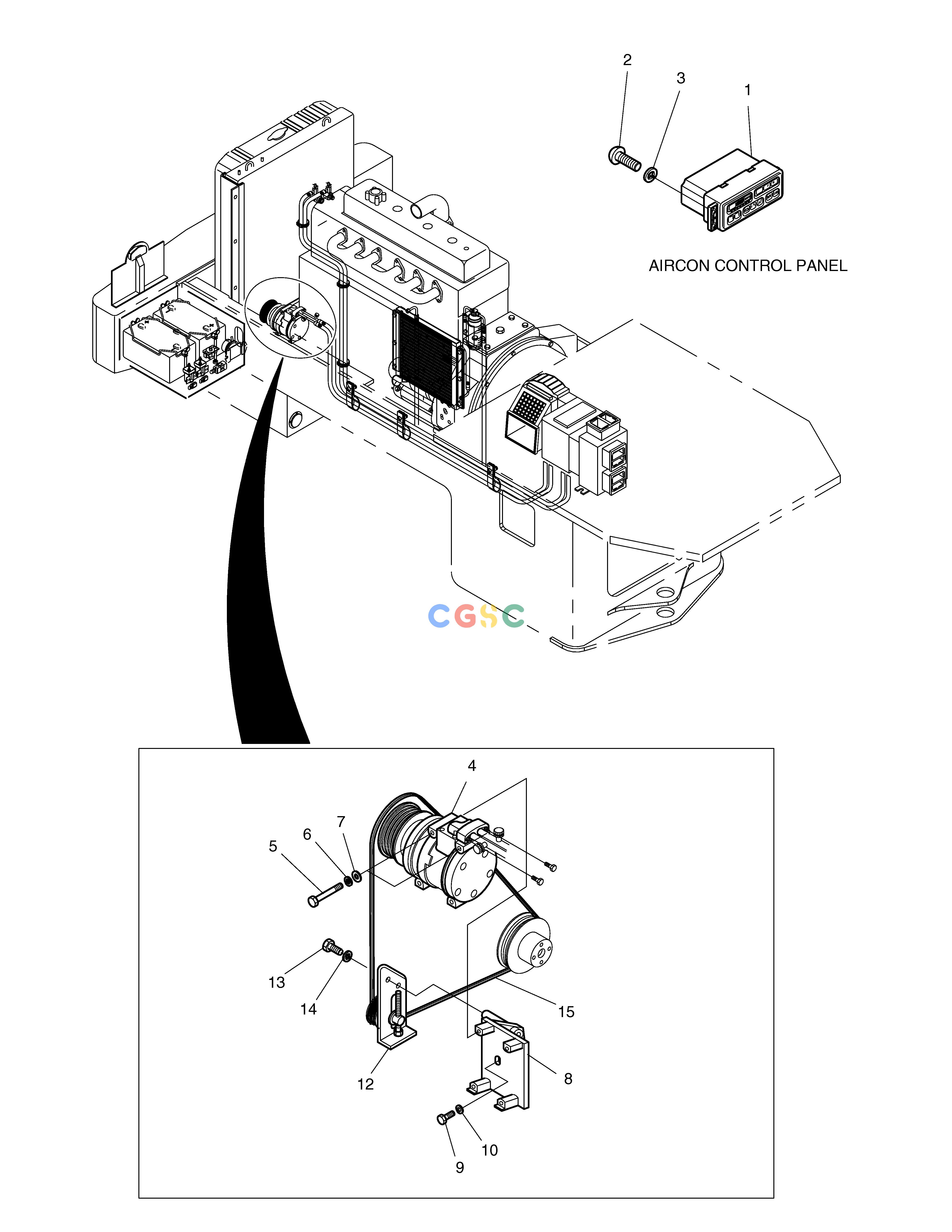 斗山零件查询AIRCONDITIONER(1) MEGA 200-V (S/N 3001~) Doosan parts catalog online