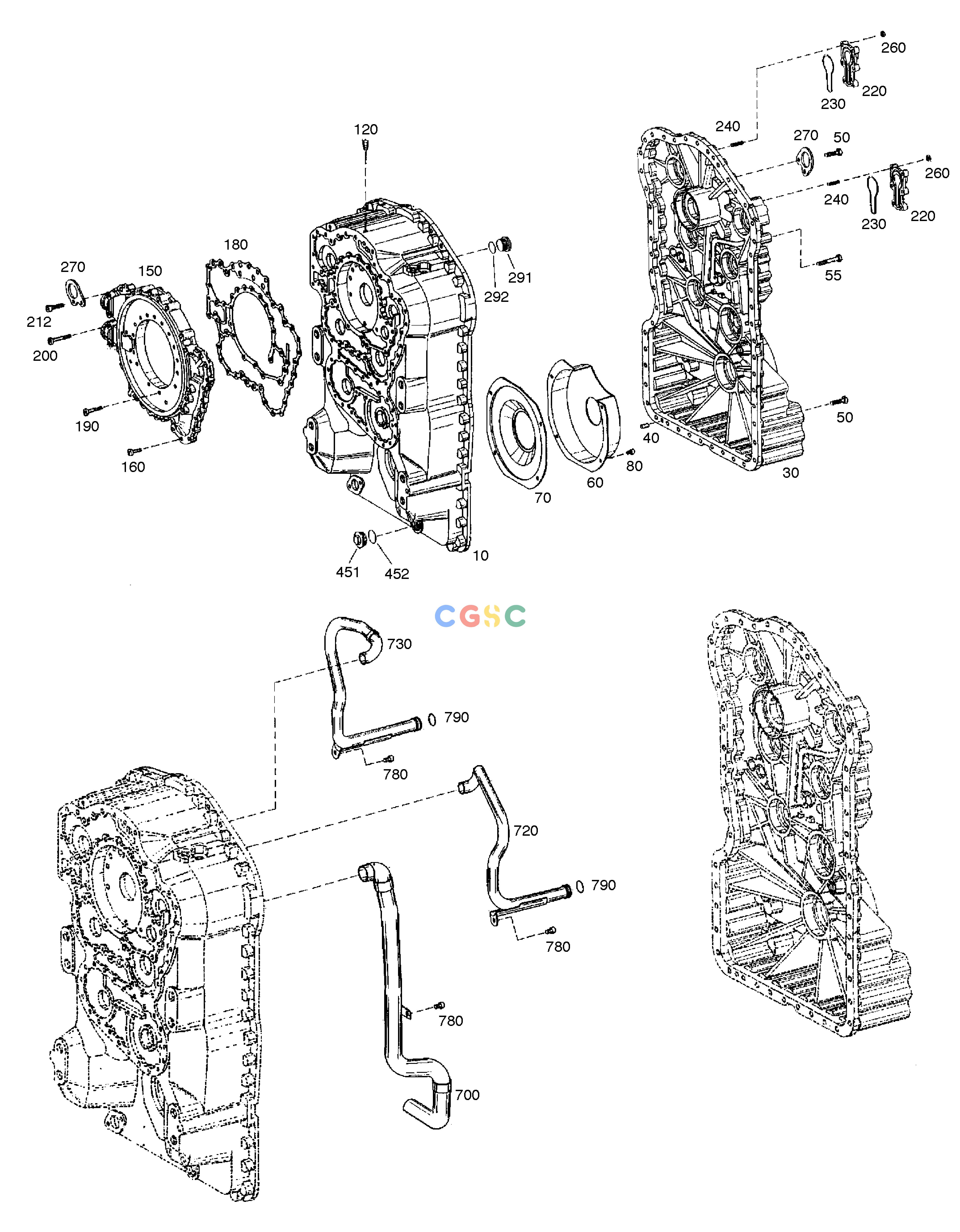 斗山零件查询GEARBOX HOUSING-T/MISSION(3) MEGA 200-V (S/N 3001~) Doosan parts catalog online
