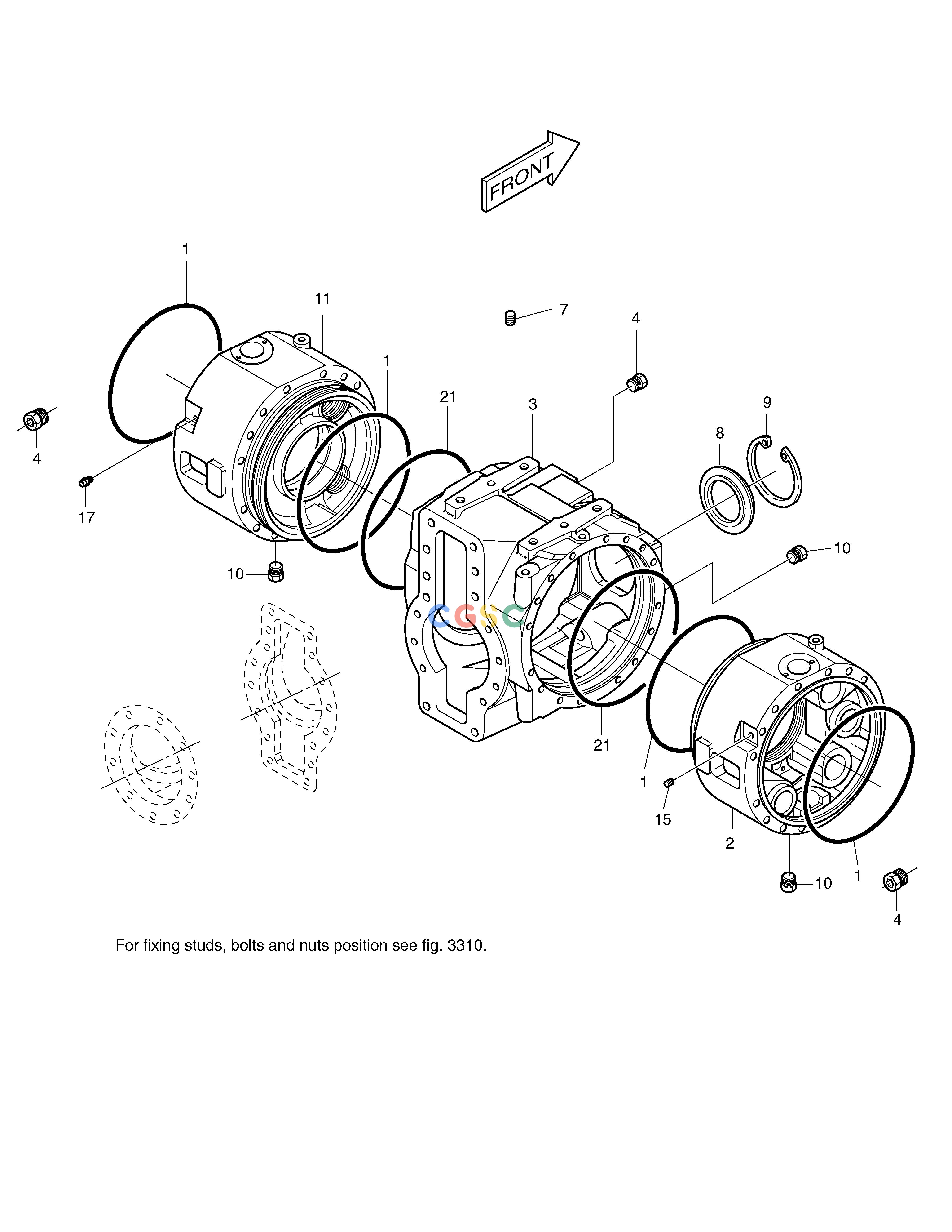 斗山零件查询DIFFERENTIAL HOUSING-FRONT AXLE MEGA 200-V (S/N 3001~) Doosan parts catalog online