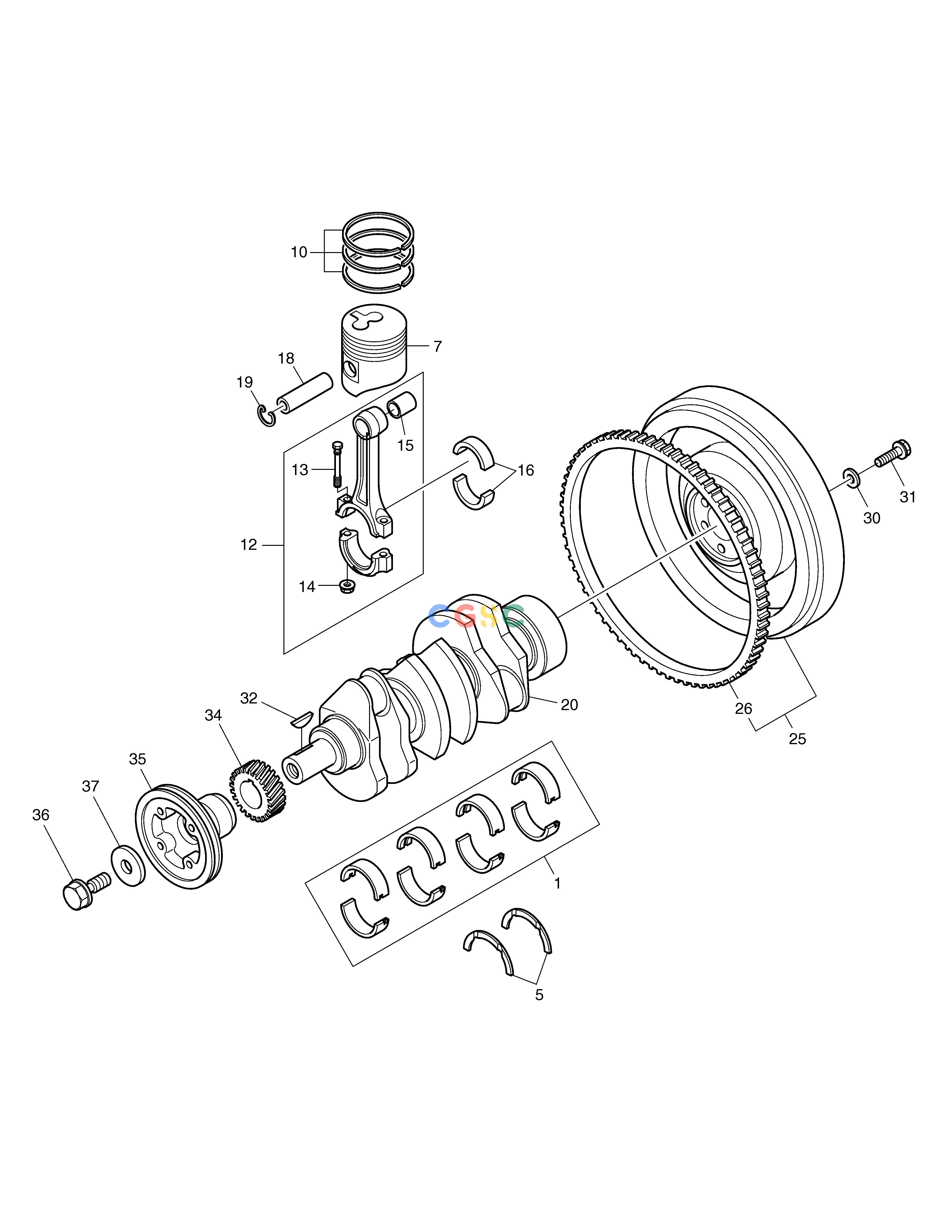 斗山零件查询PISTON & CRANK SHAFT ASS'Y SOLAR 030PLUS (S/N 20001~) Doosan parts catalog online