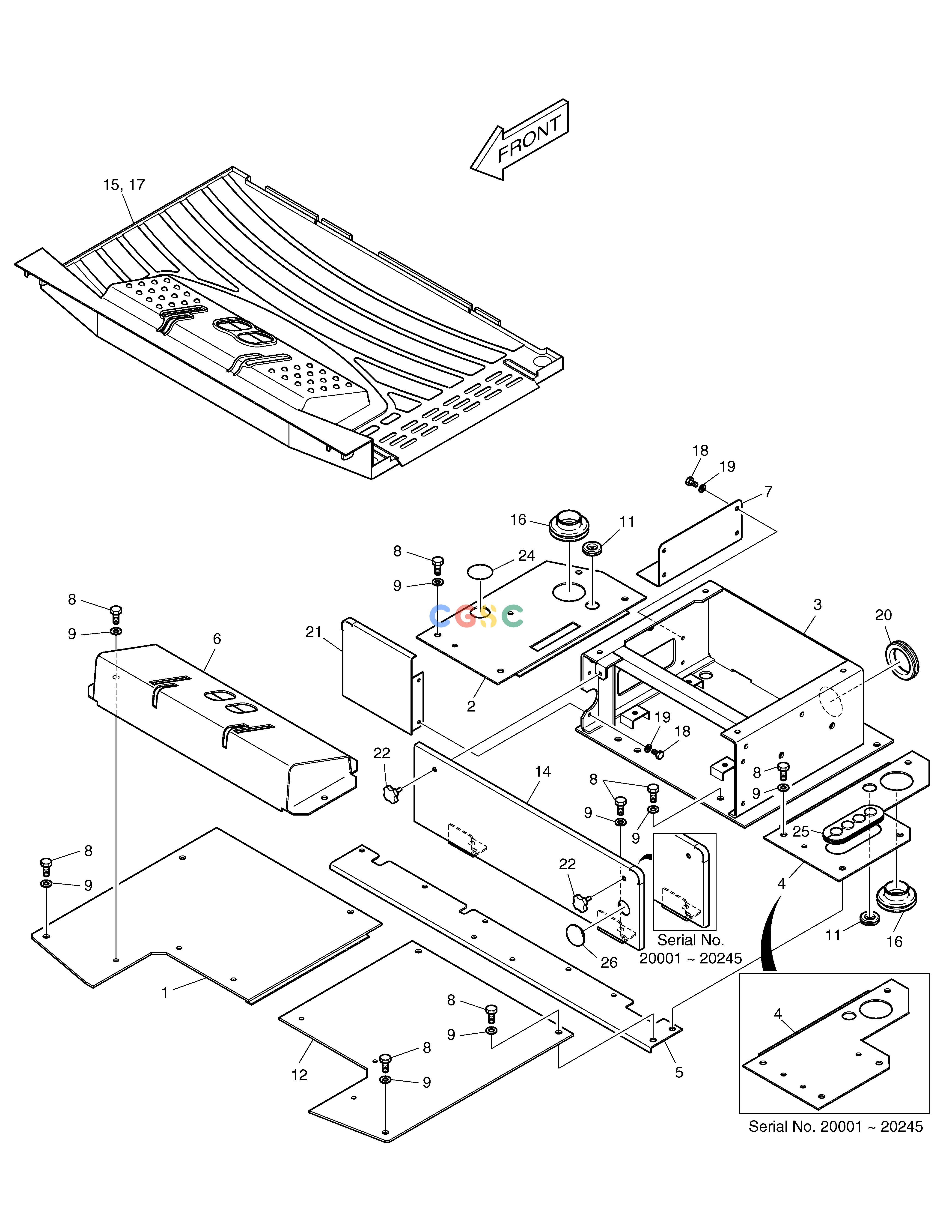 斗山零件查询FLOOR PLATE ASS'Y - CANOPY SOLAR 030PLUS (S/N 20001~) Doosan parts catalog online