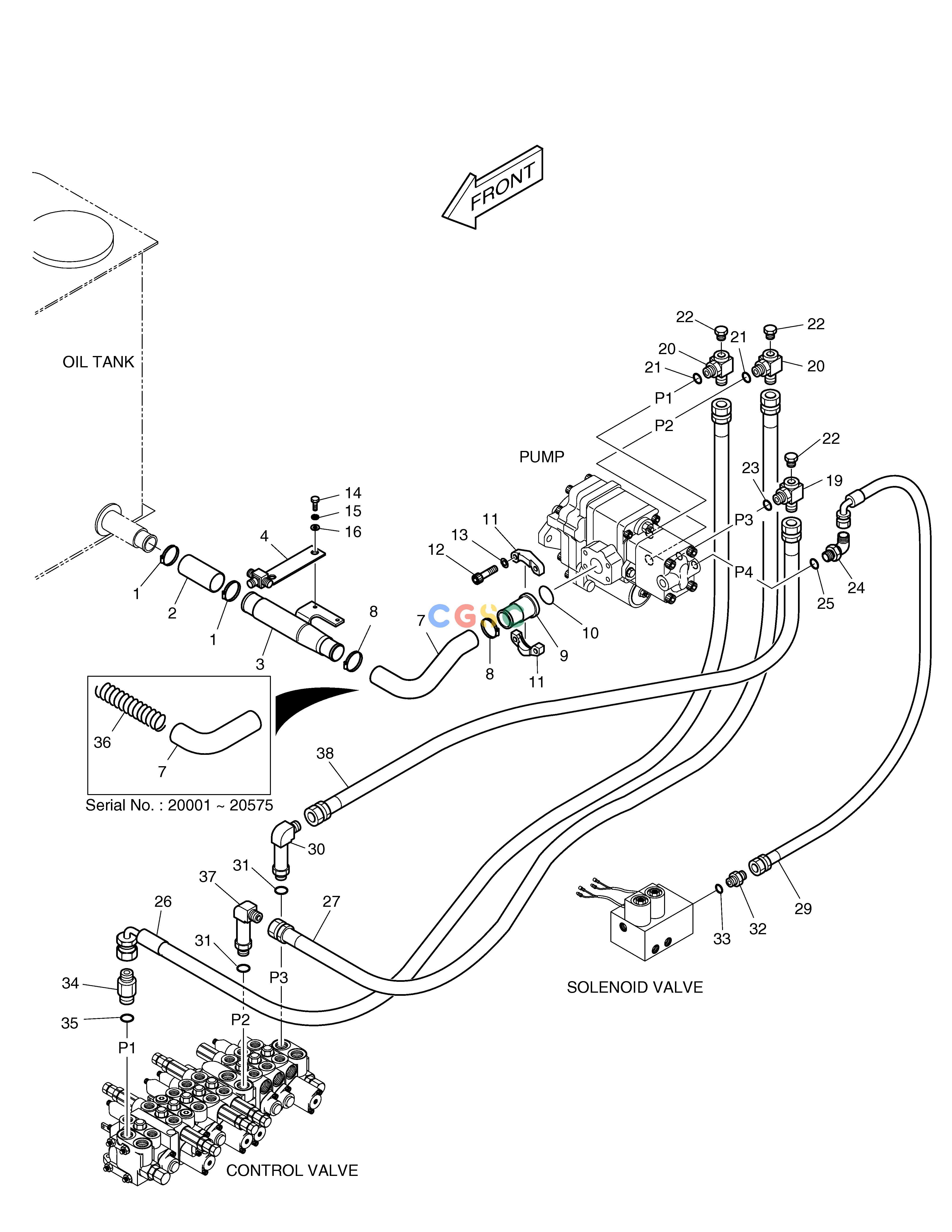 斗山零件查询LOW PRESSURE PIPING(1) SOLAR 030PLUS (S/N 20001~) Doosan parts catalog online