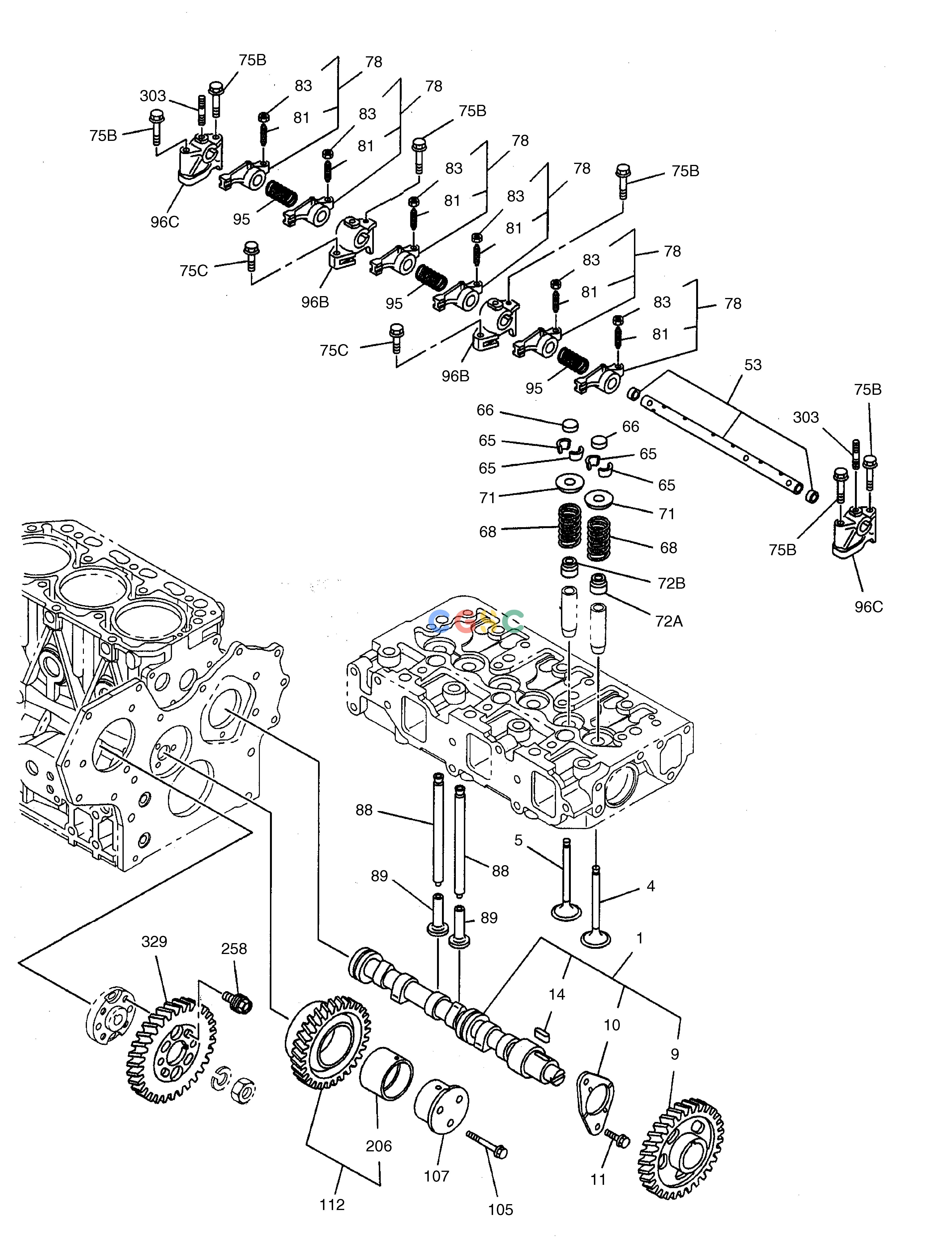 斗山零件查询CAMSHAFT AND VALVE SOLAR 030PLUS (S/N 20001~) Doosan parts catalog online
