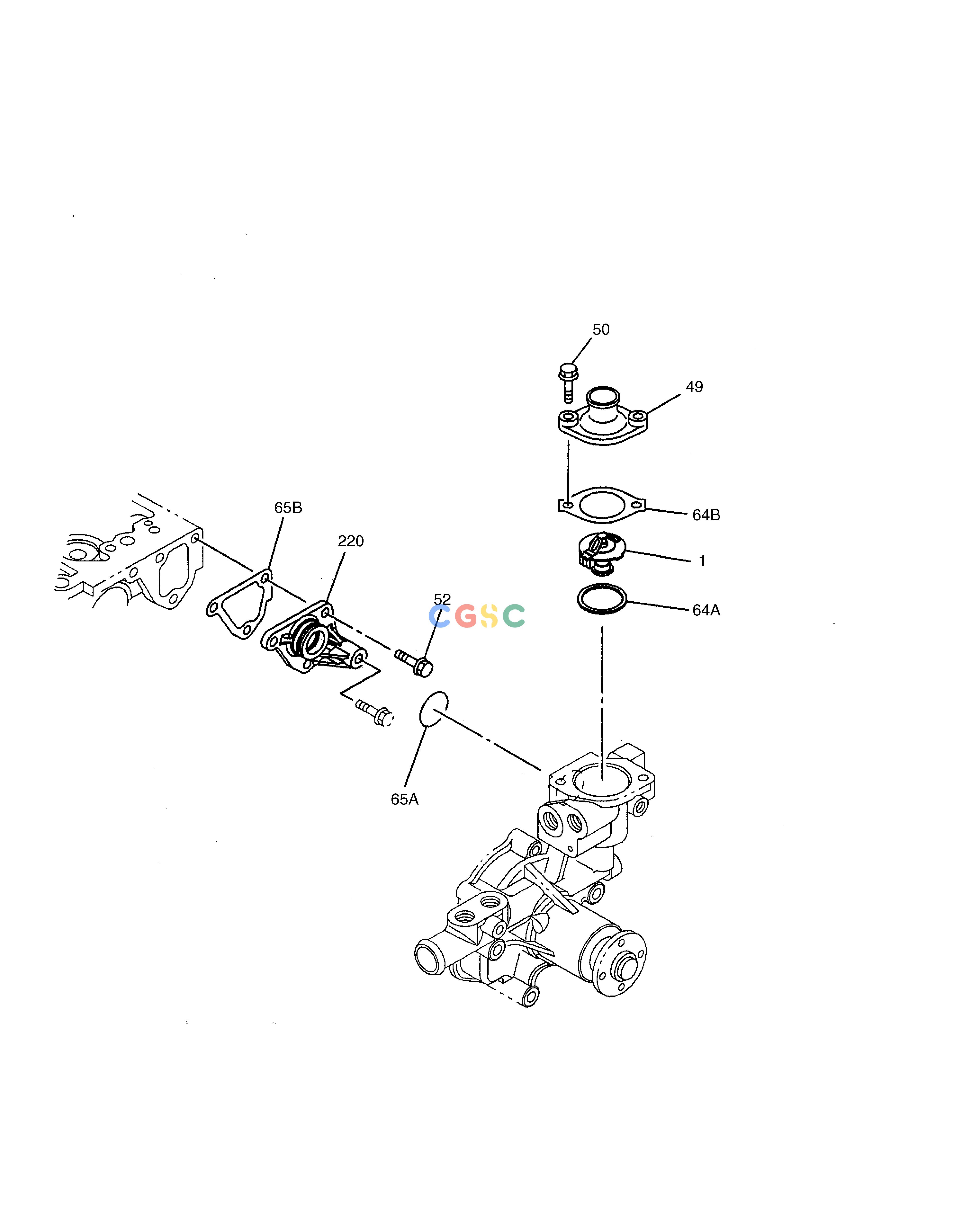 斗山零件查询THERMOSTAT AND HOUSING SOLAR 030PLUS (S/N 20001~) Doosan parts catalog online