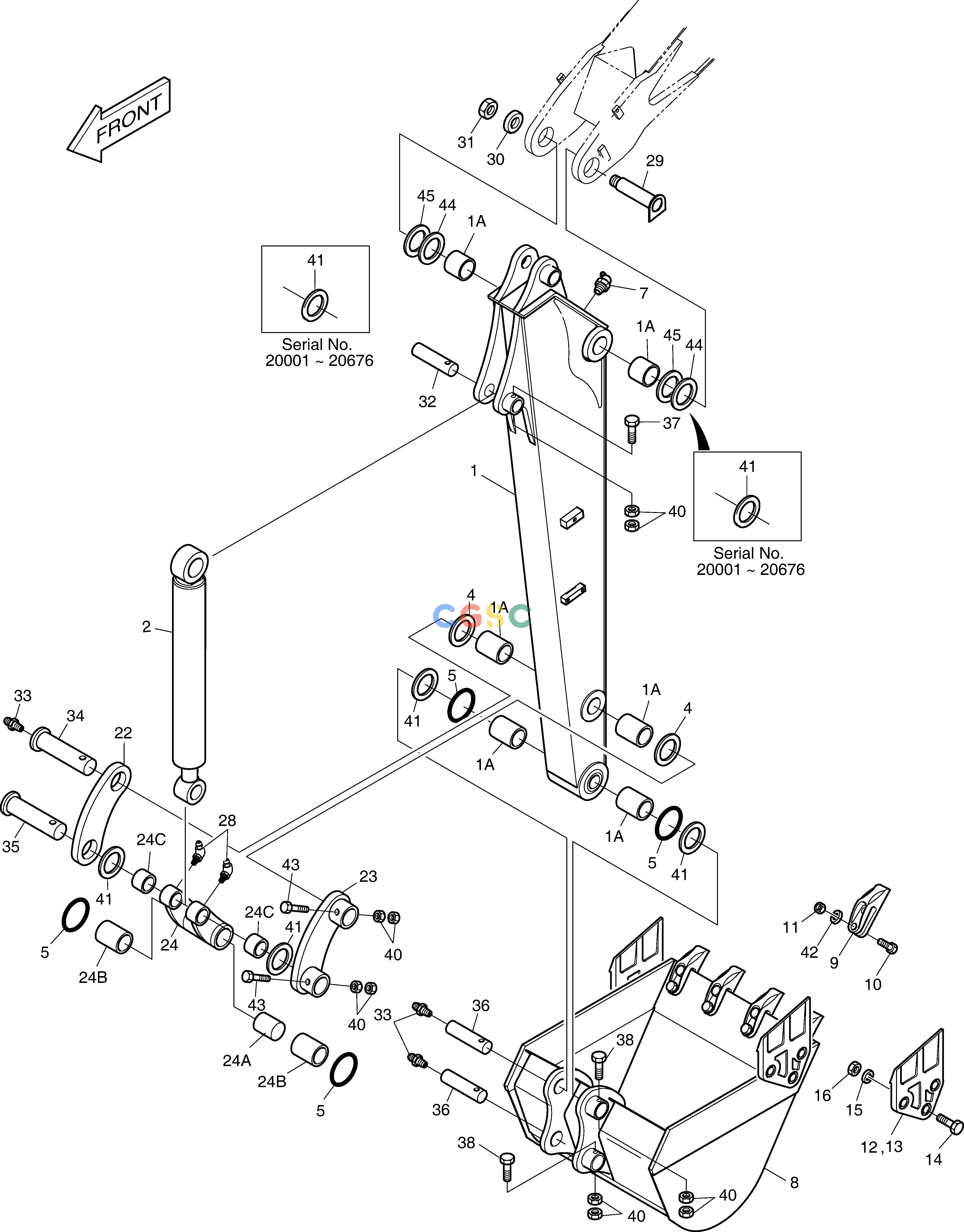 斗山零件查询ARM & BUCKET SOLAR 030PLUS (S/N 20001~) Doosan parts catalog online