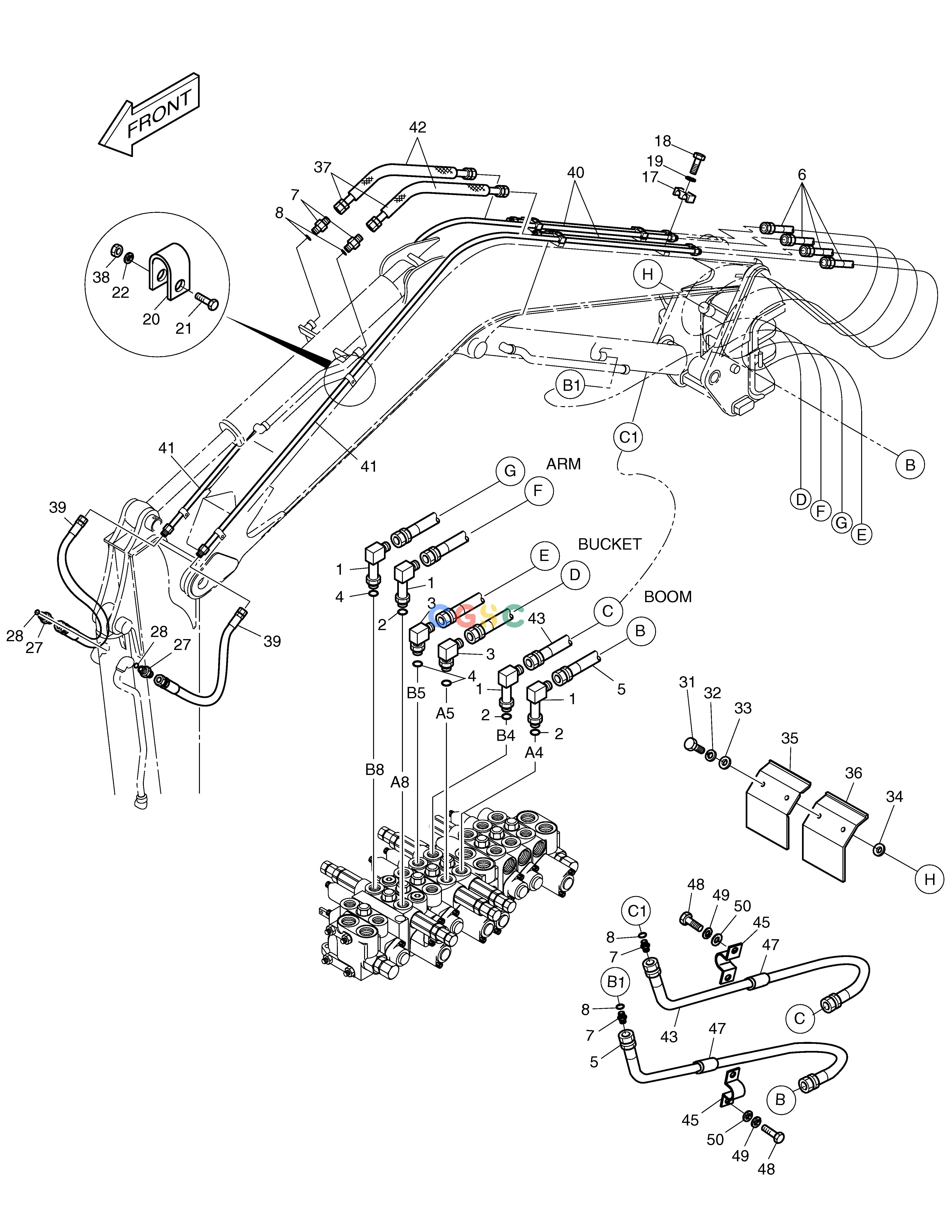 斗山零件查询FRONT PIPING SOLAR 030PLUS (S/N 20001~) Doosan parts catalog online