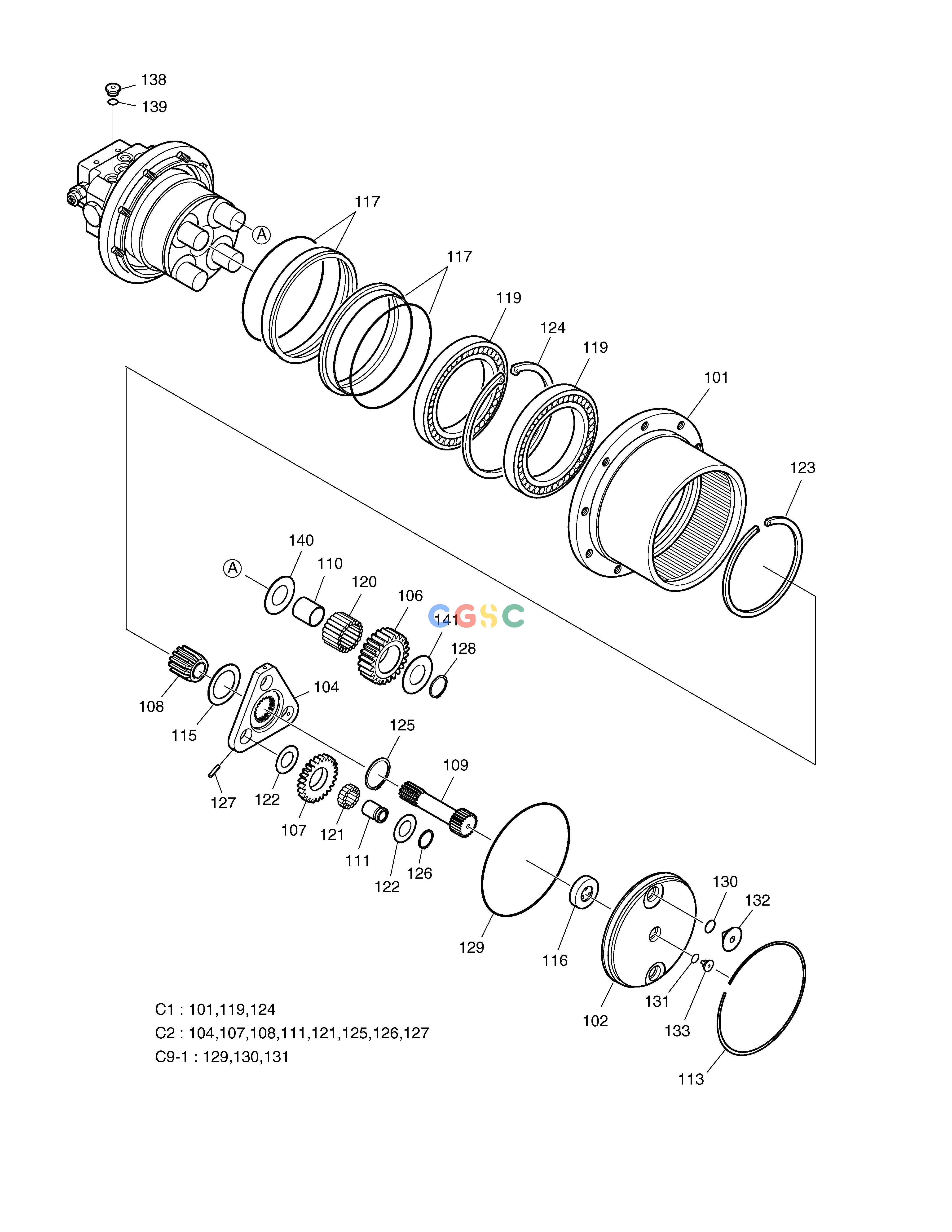 斗山零件查询TRAVEL REDUCTION GEAR SOLAR 030PLUS (S/N 20001~) Doosan parts catalog online